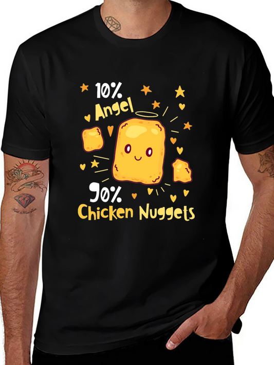 Funny 10% Angel 90% Chicken Nuggets Black T-Shirt