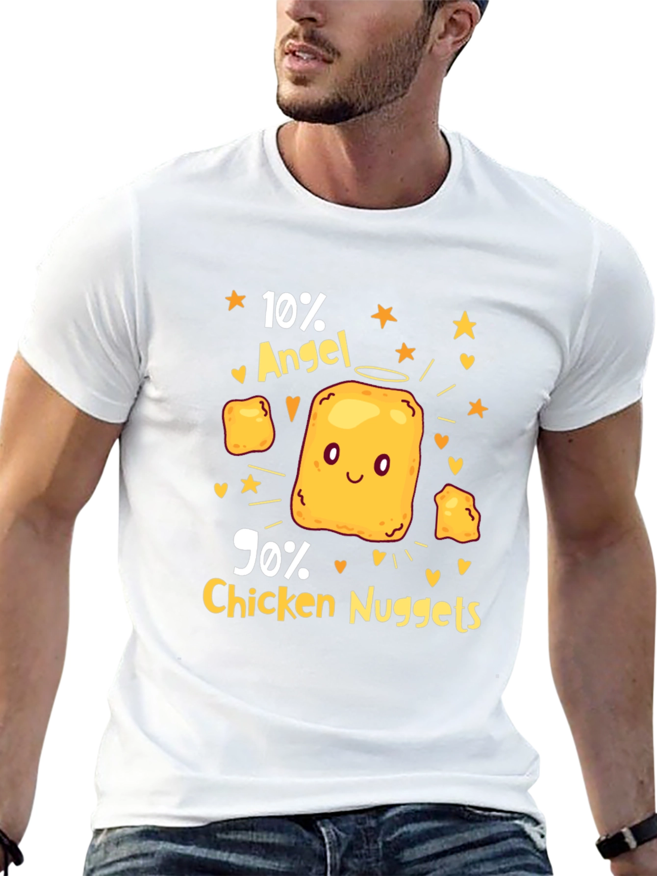 Funny 10% Angel 90% Chicken Nuggets Black T-Shirt