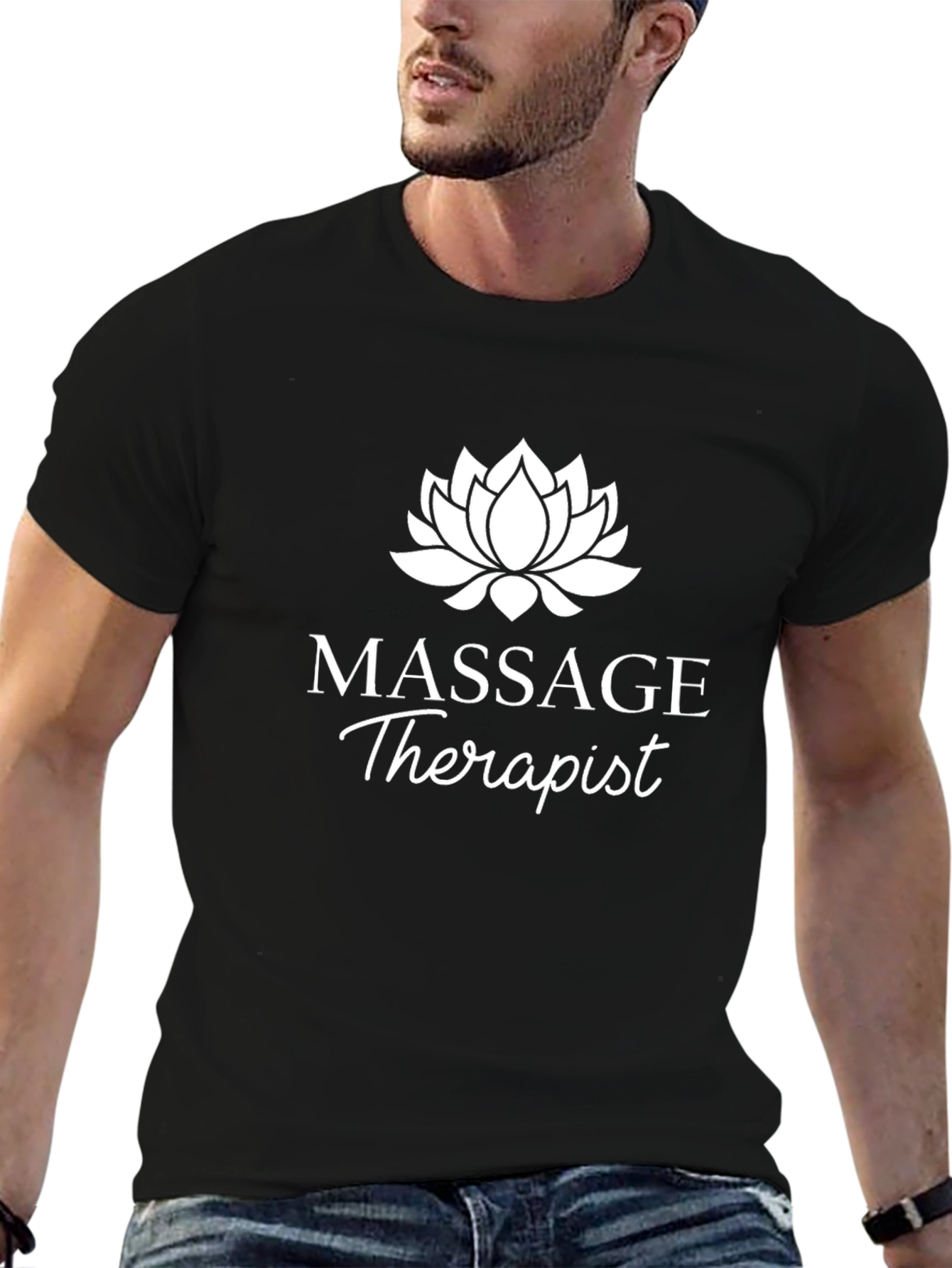 Massage Therapist Lotus Flower Black T-Shirt