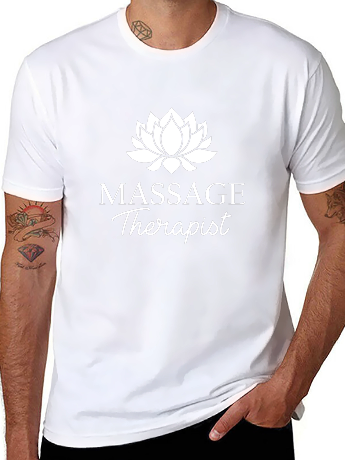 Massage Therapist Lotus Flower Black T-Shirt