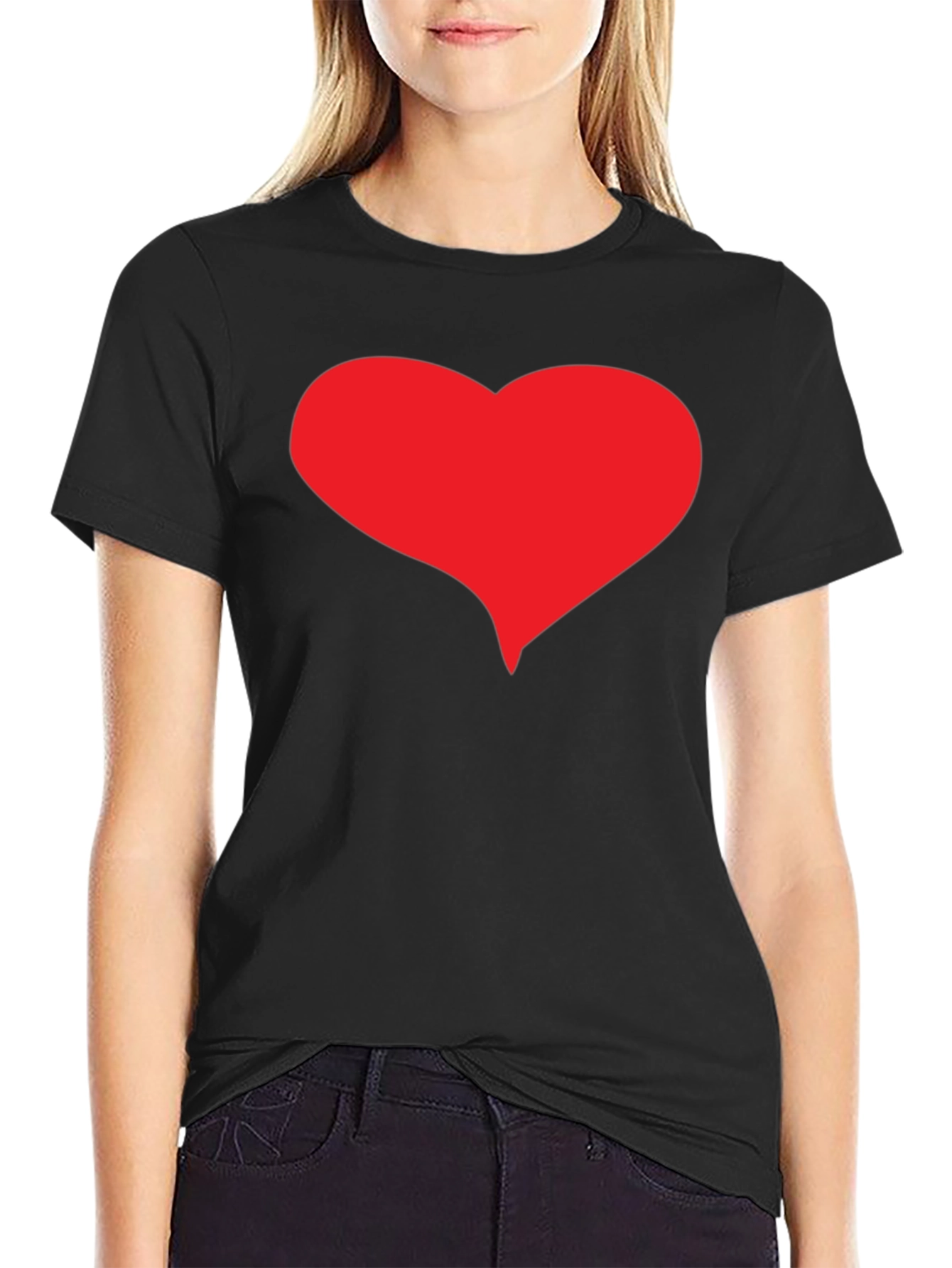 Red Heart Graphic Black T-Shirt