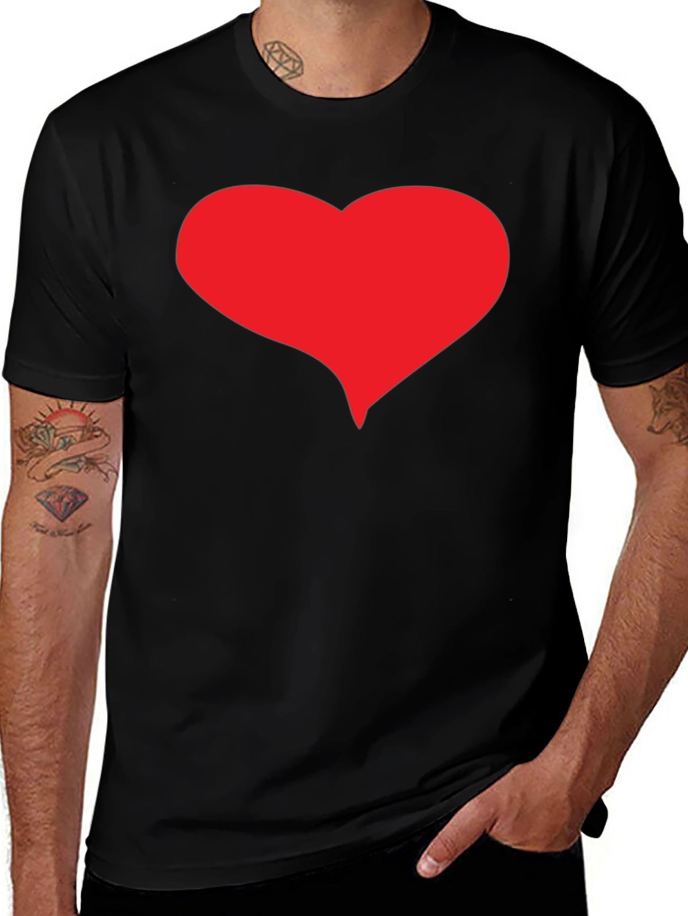 Red Heart Graphic Black T-Shirt