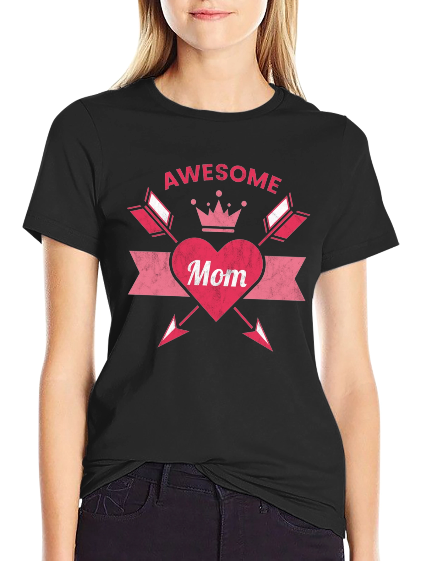 Awesome Mom Graphic T-Shirt - Black Cotton Tee