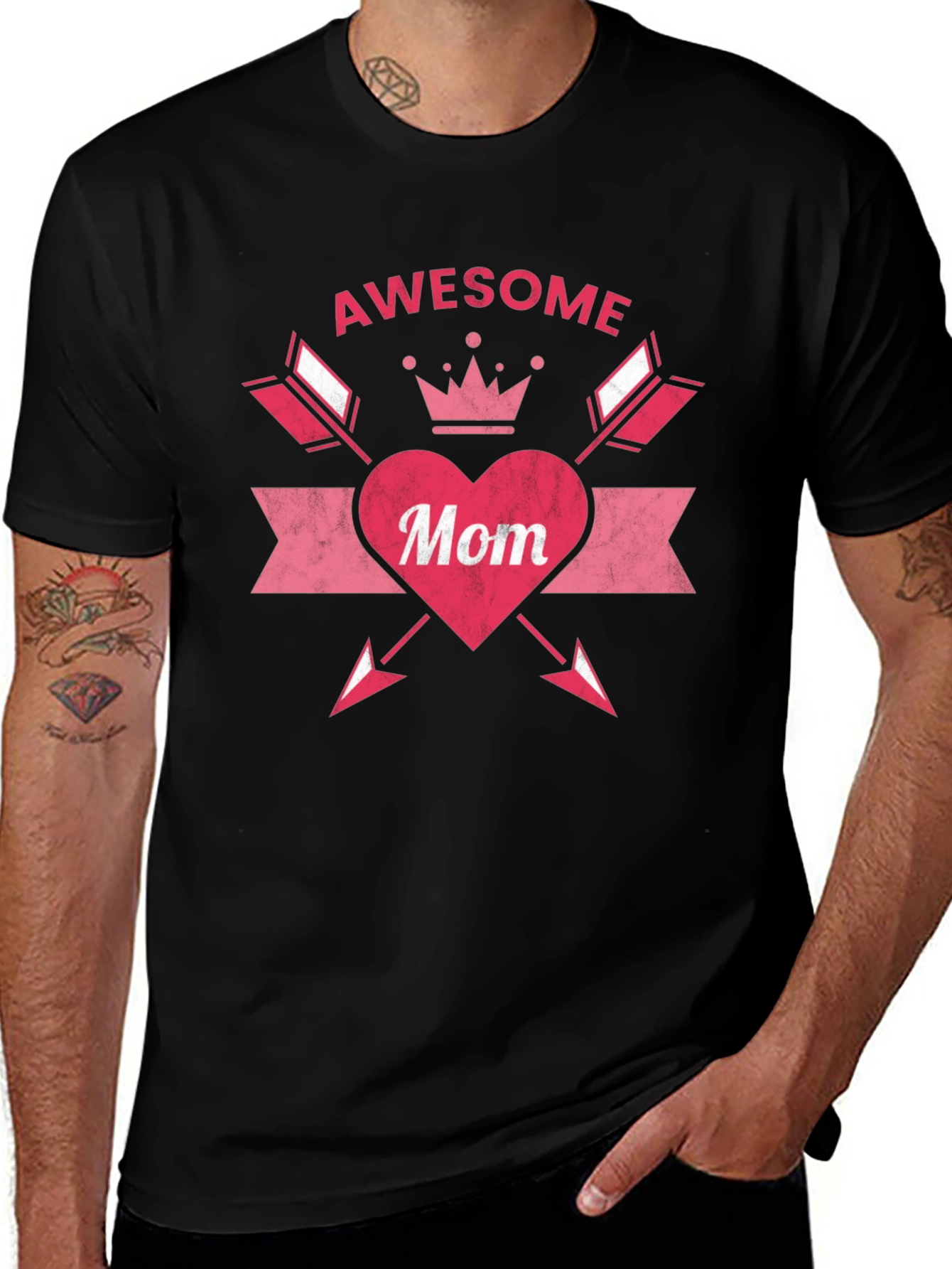 Awesome Mom Graphic T-Shirt - Black Cotton Tee