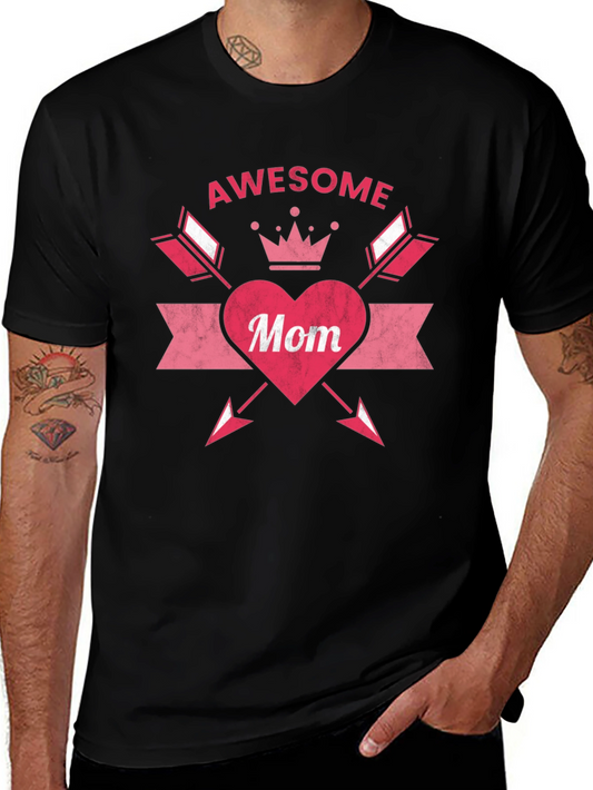Awesome Mom Graphic T-Shirt - Black Cotton Tee