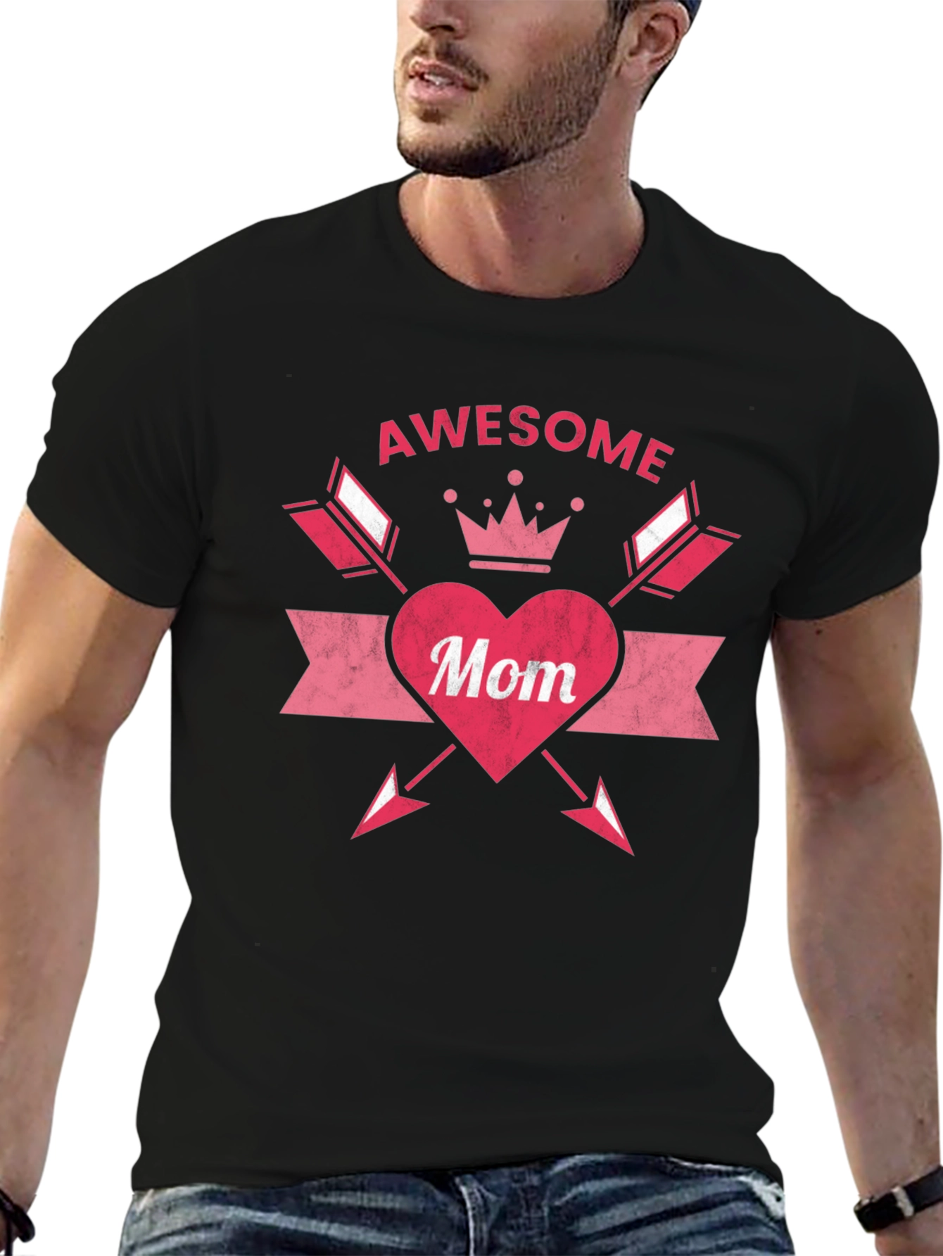 Awesome Mom Graphic T-Shirt - Black Cotton Tee