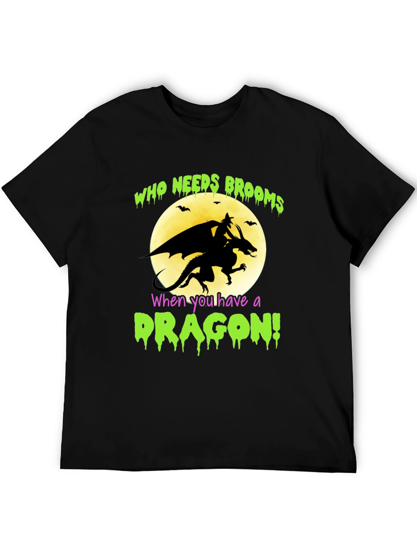 Dragon Halloween T-Shirt - Who Needs Brooms!