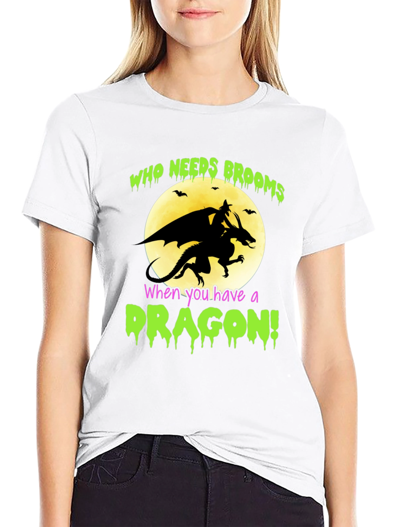 Dragon Halloween T-Shirt - Who Needs Brooms!