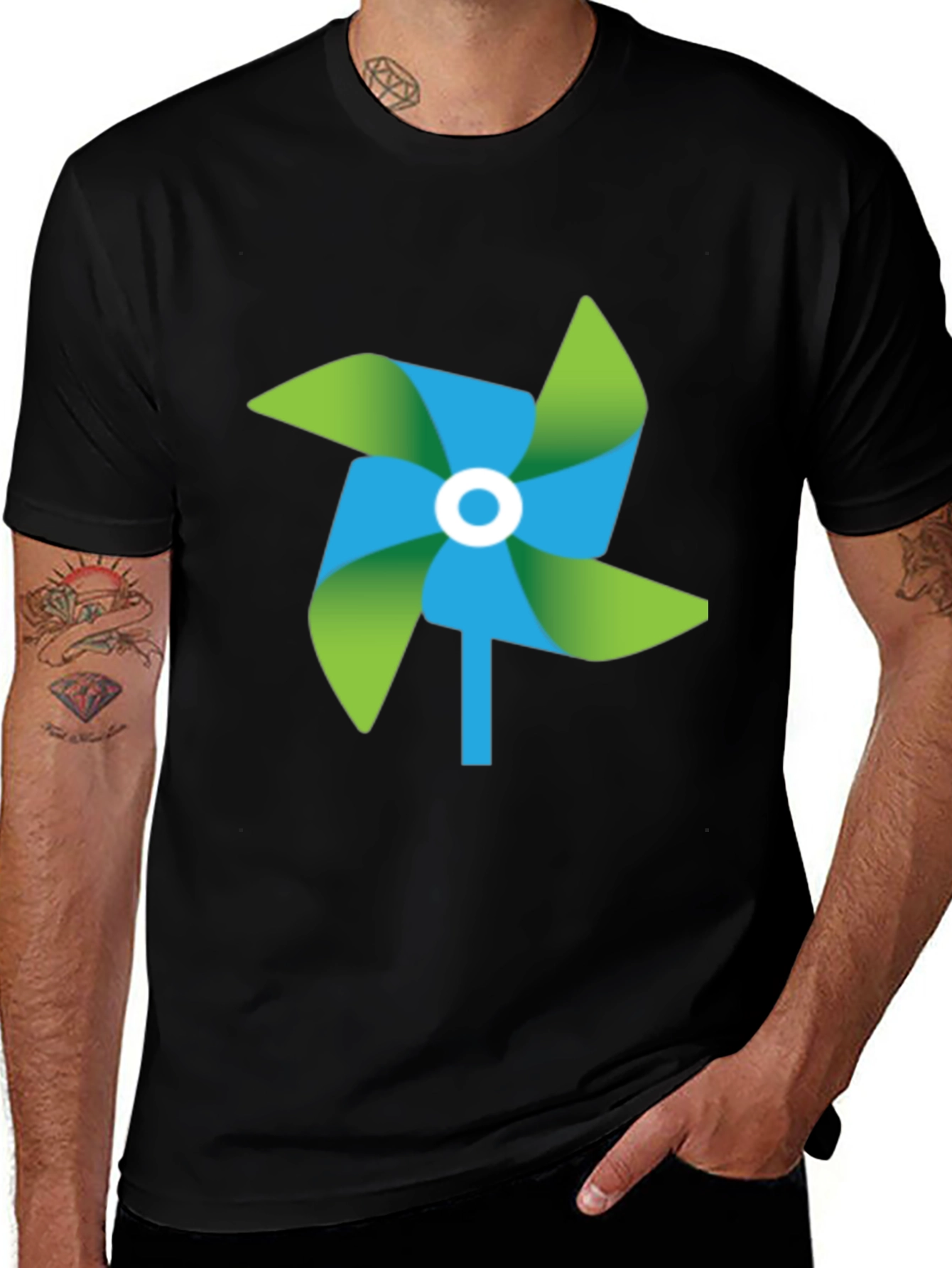 Pinwheel Graphic Black T-Shirt