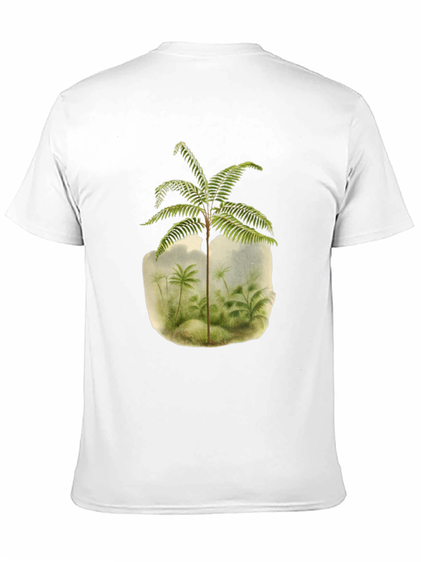 Botanical Fern Print Black T-Shirt