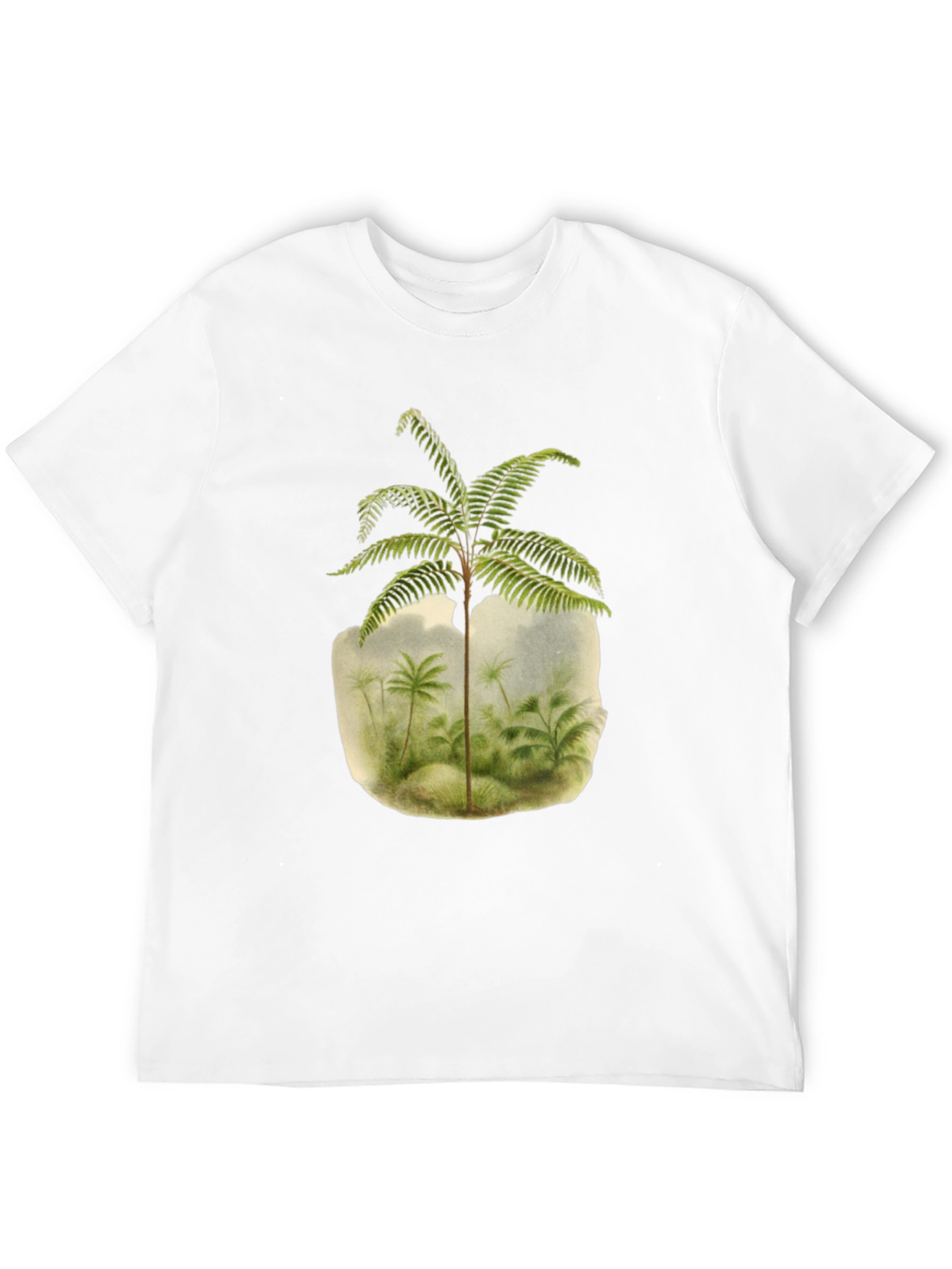 Botanical Fern Print Black T-Shirt