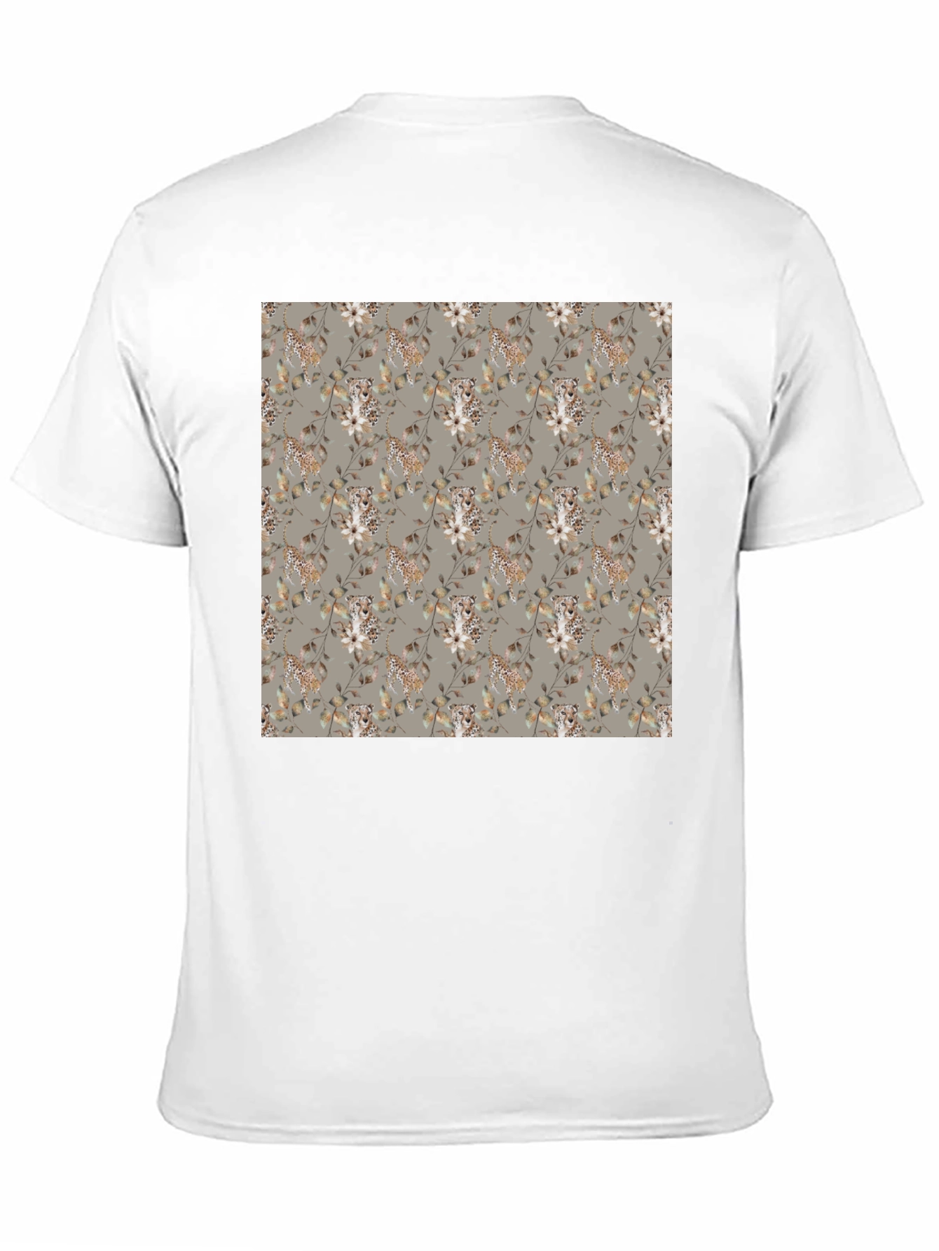 Stylish Floral Leopard Print Mens Black T-Shirt