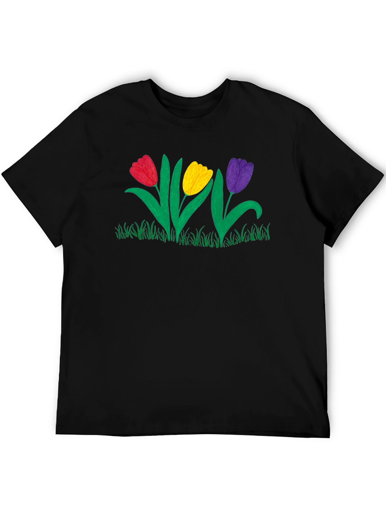 Tulip Garden Graphic Black T-Shirt