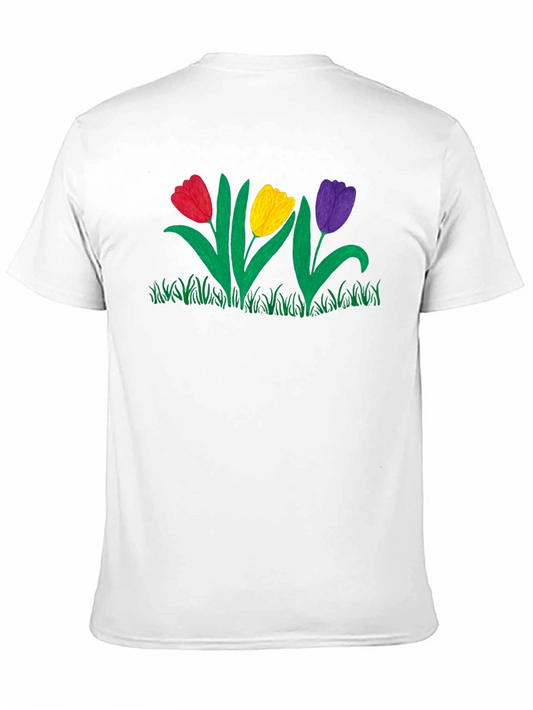 Tulip Garden Graphic Black T-Shirt