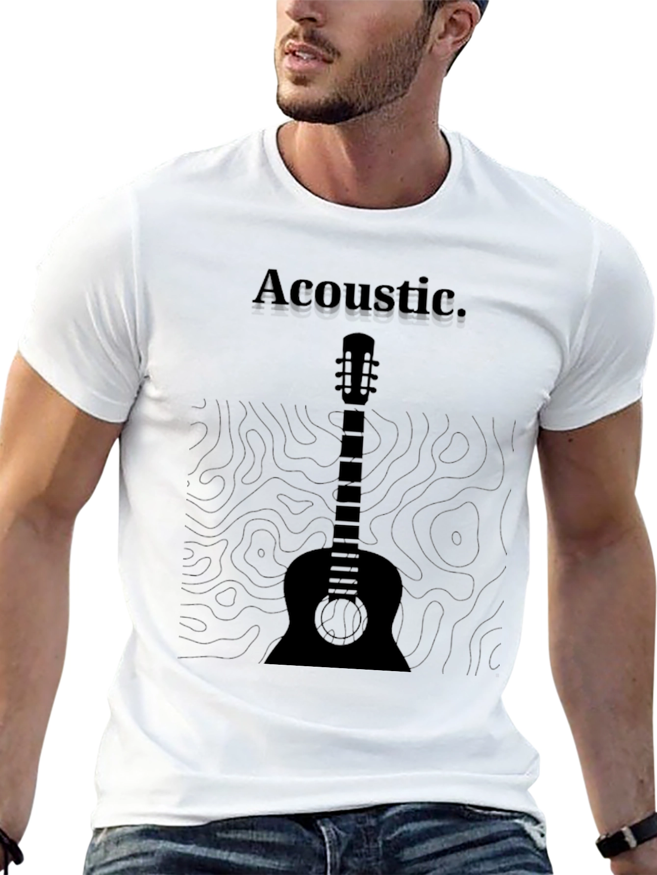 Acoustic Guitar Graphic T-Shirt - Black