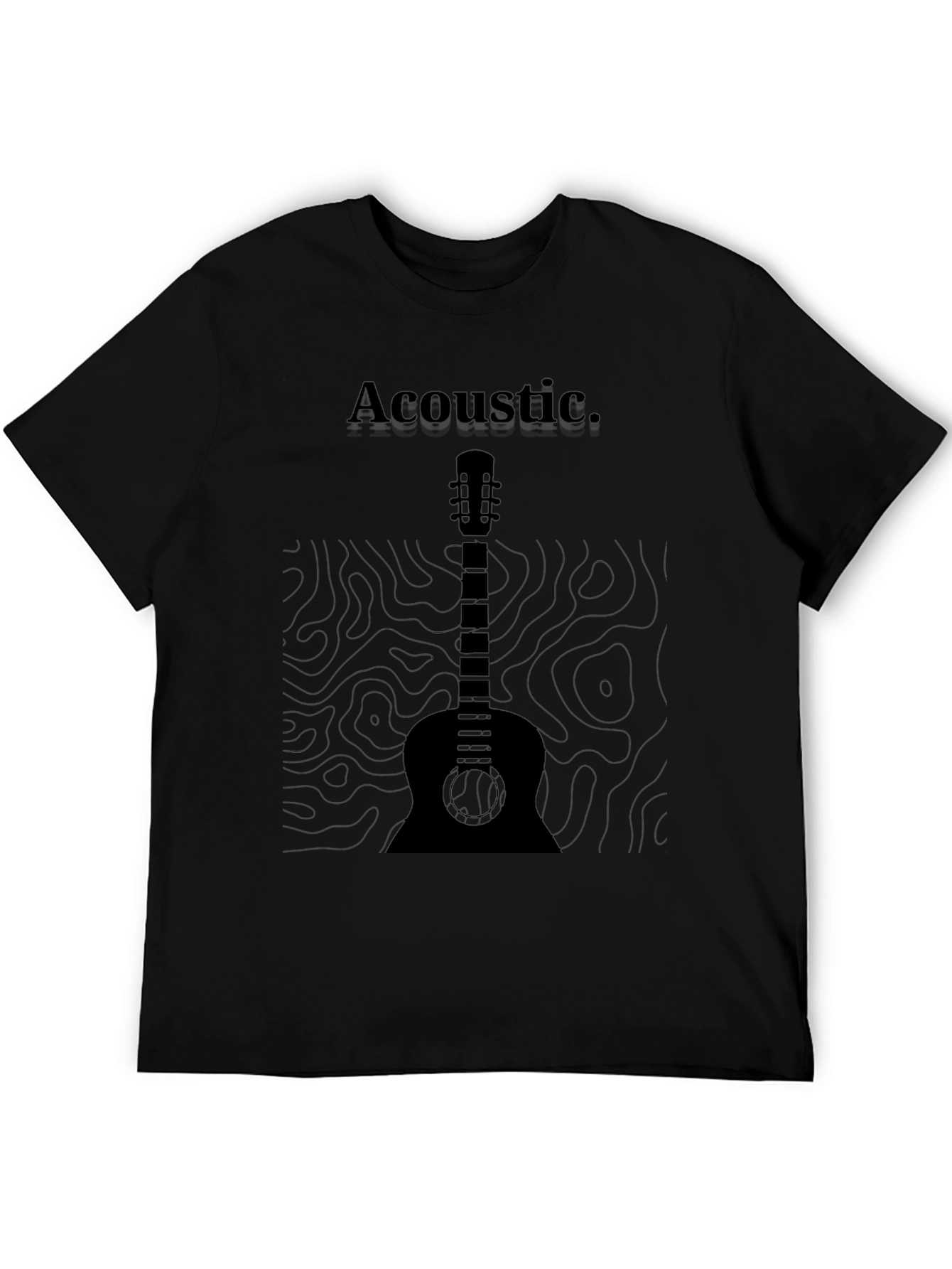 Acoustic Guitar Graphic T-Shirt - Black