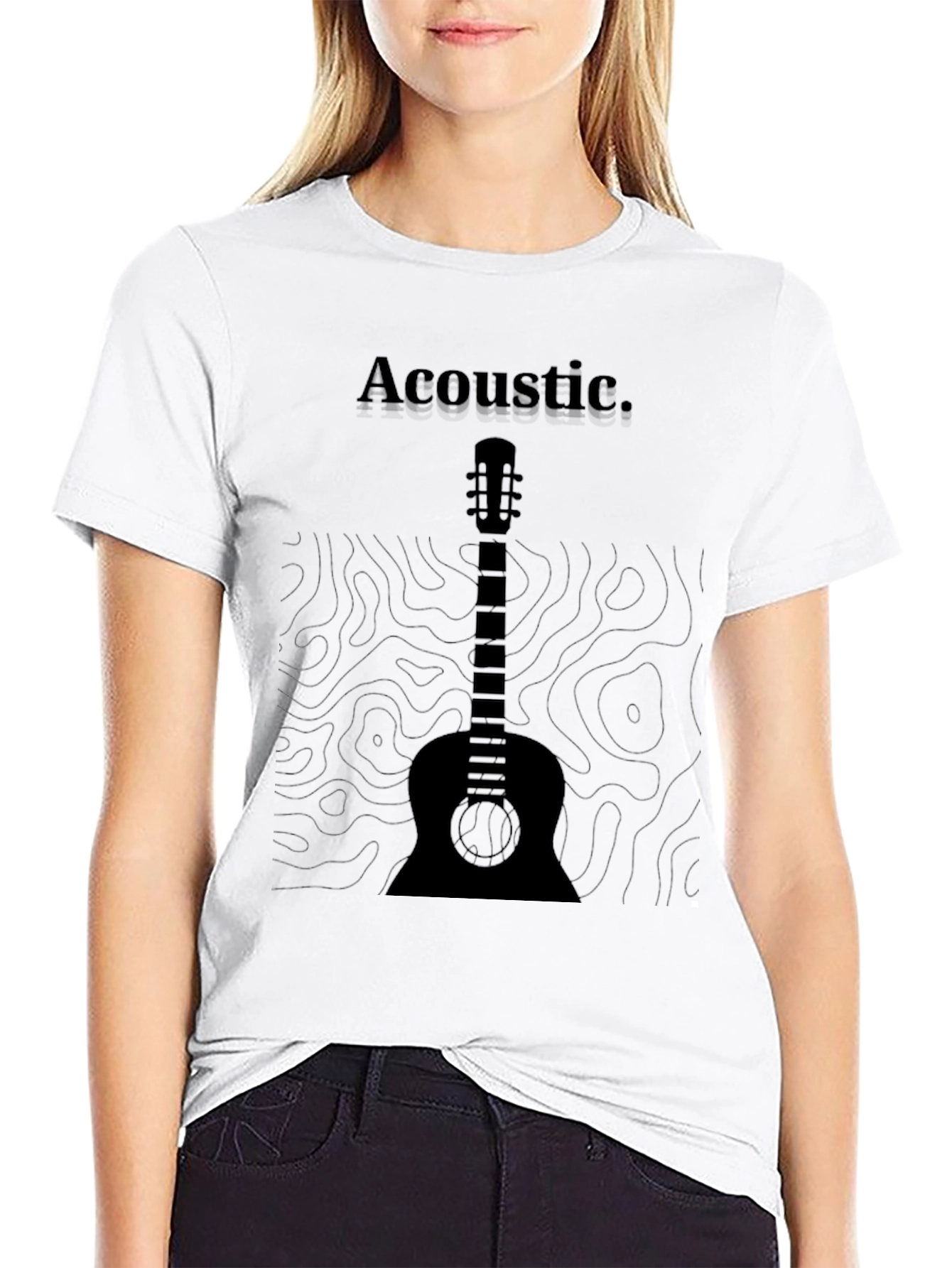 Acoustic Guitar Graphic T-Shirt - Black