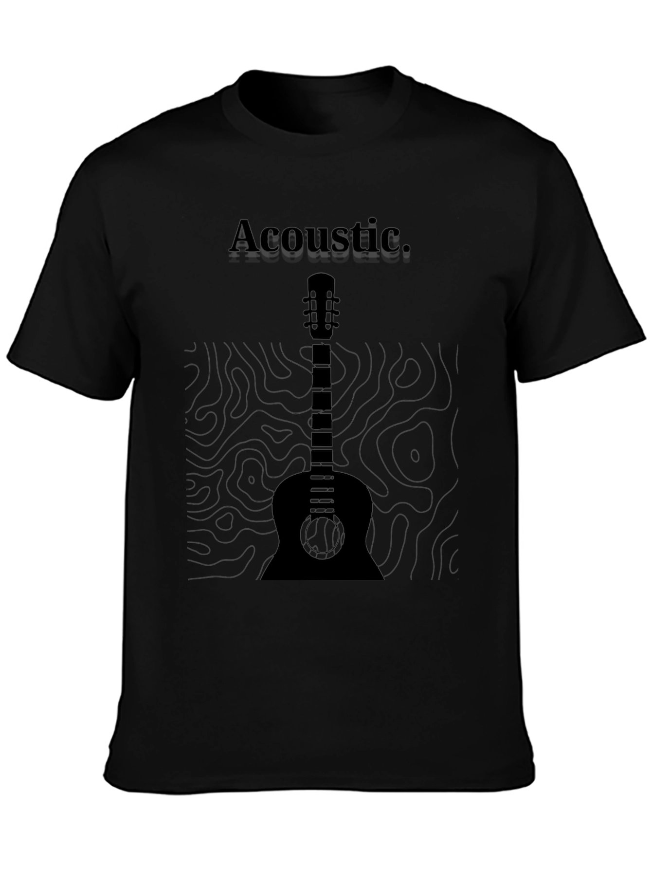 Acoustic Guitar Graphic T-Shirt - Black