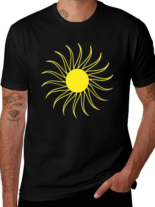 Black T-Shirt with Yellow Sun Graphic