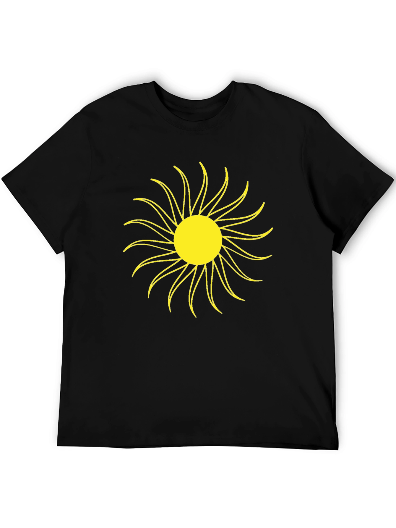 Black T-Shirt with Yellow Sun Graphic