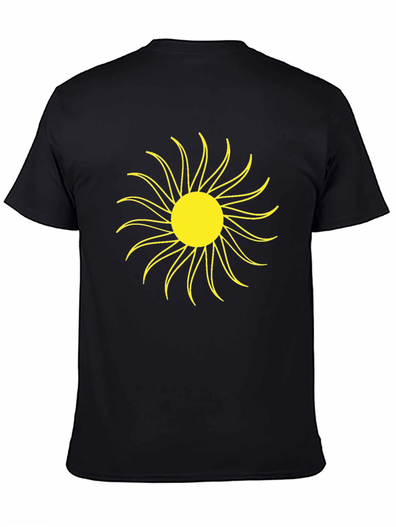 Black T-Shirt with Yellow Sun Graphic