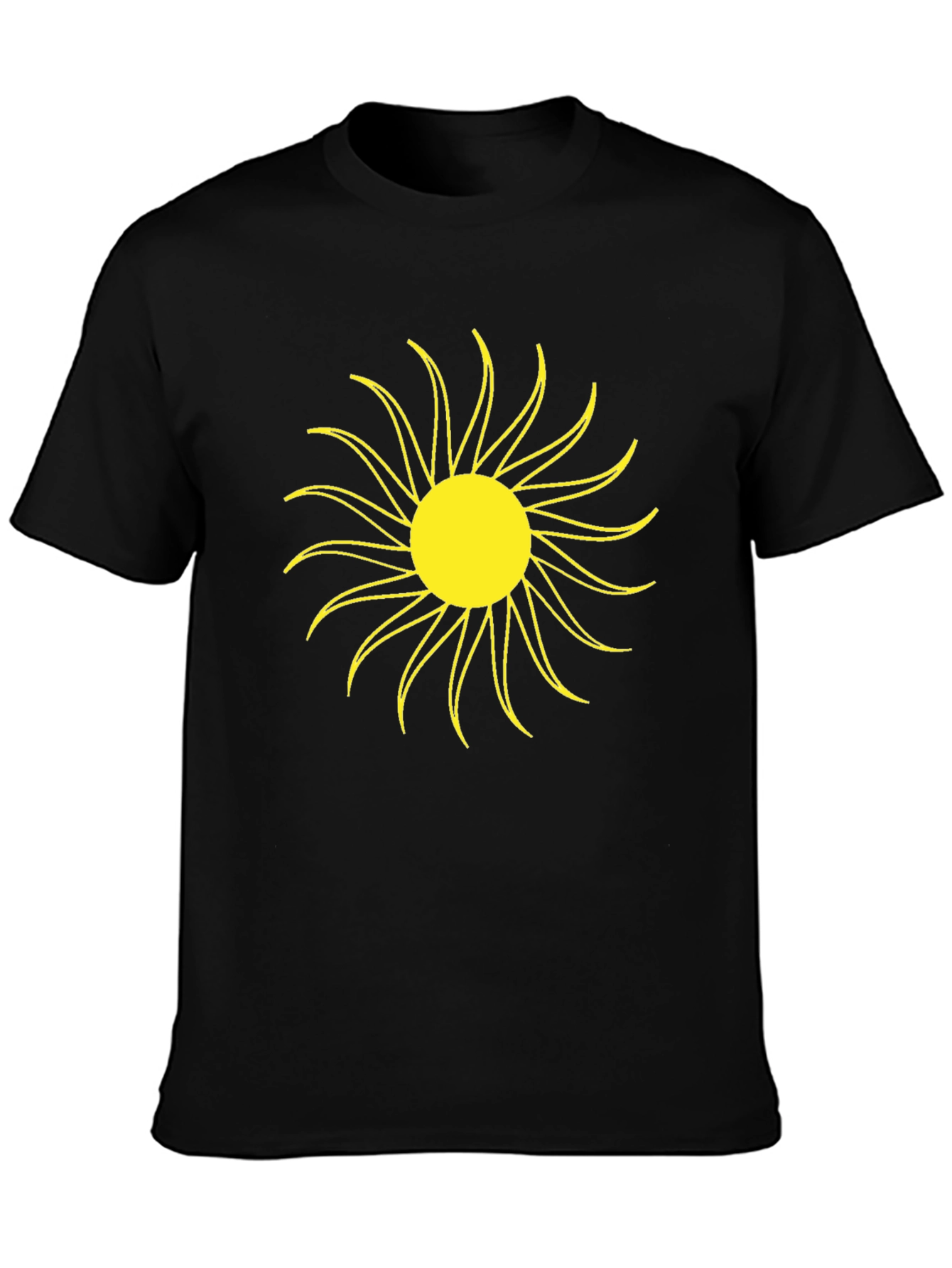 Black T-Shirt with Yellow Sun Graphic