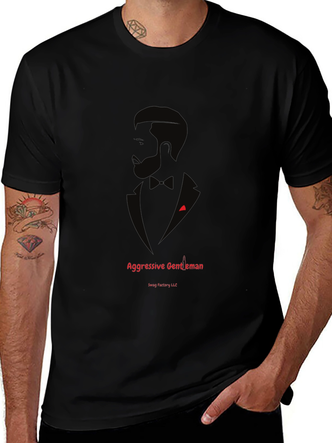 Aggressive Gentleman Graphic T-Shirt - Black