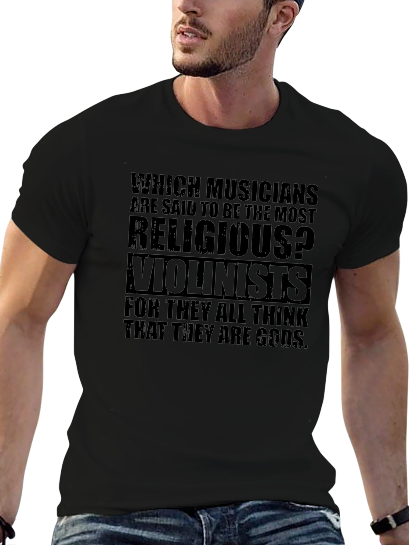 Religious Violinists Graphic T-Shirt - Musician Humor Tee