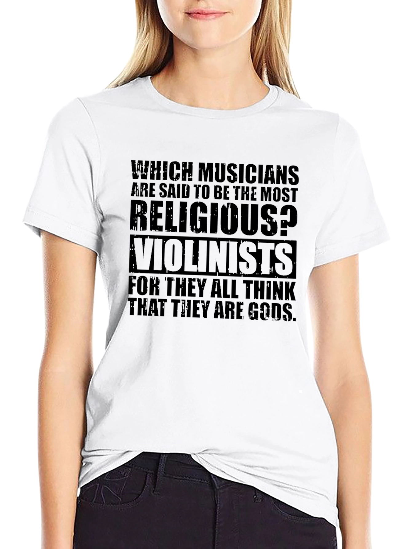 Religious Violinists Graphic T-Shirt - Musician Humor Tee