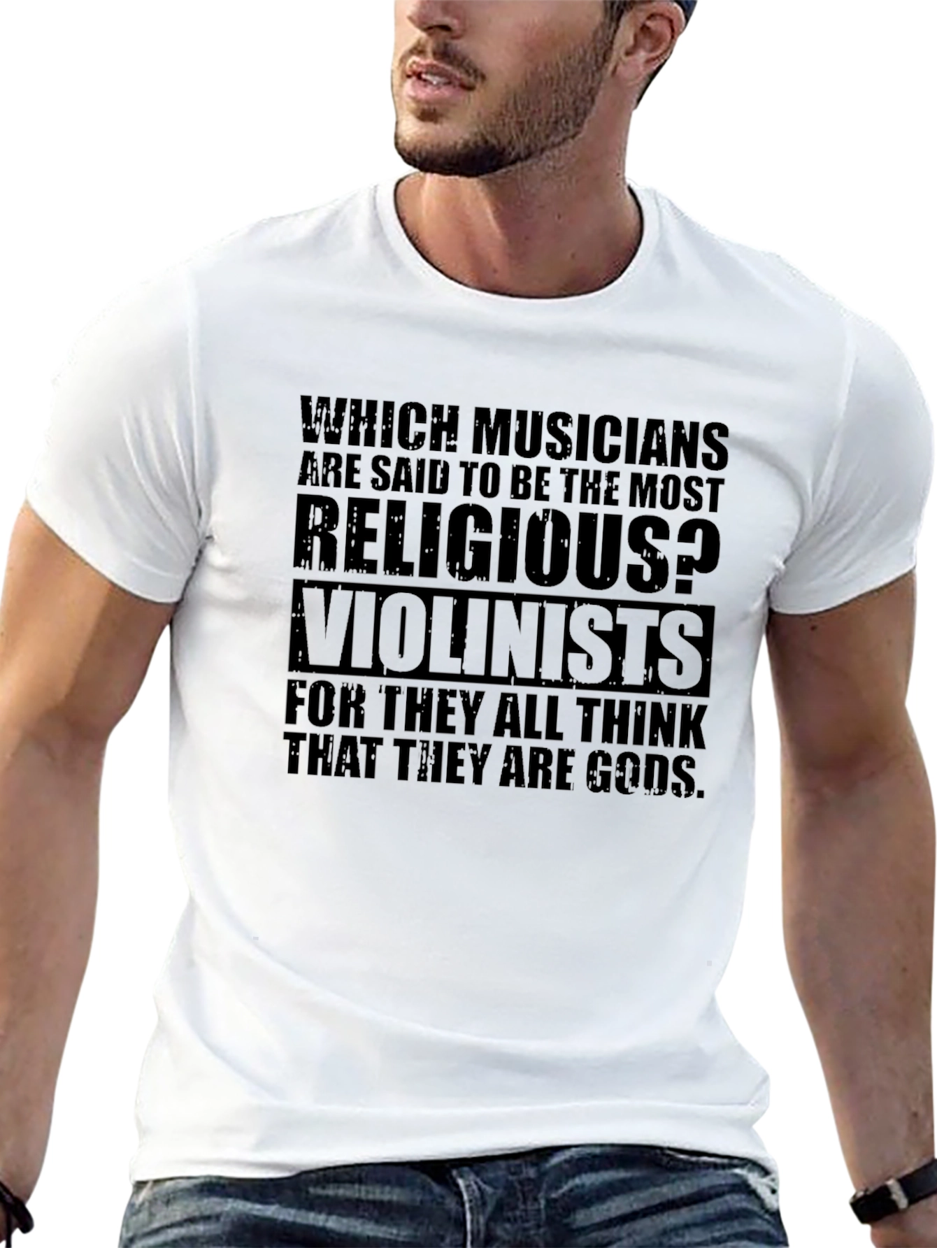 Religious Violinists Graphic T-Shirt - Musician Humor Tee
