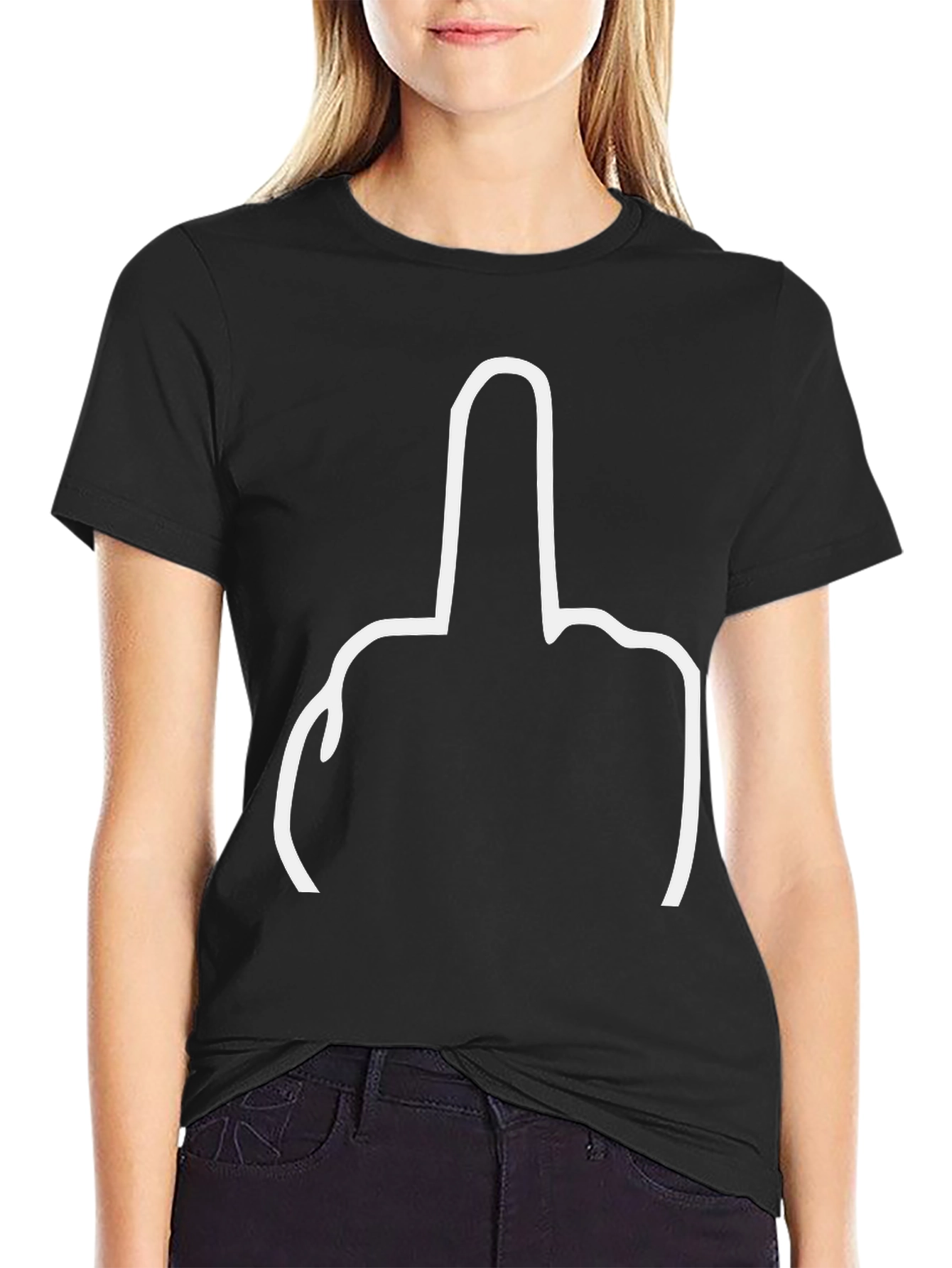Black Middle Finger Graphic Tee - Offensive Humor