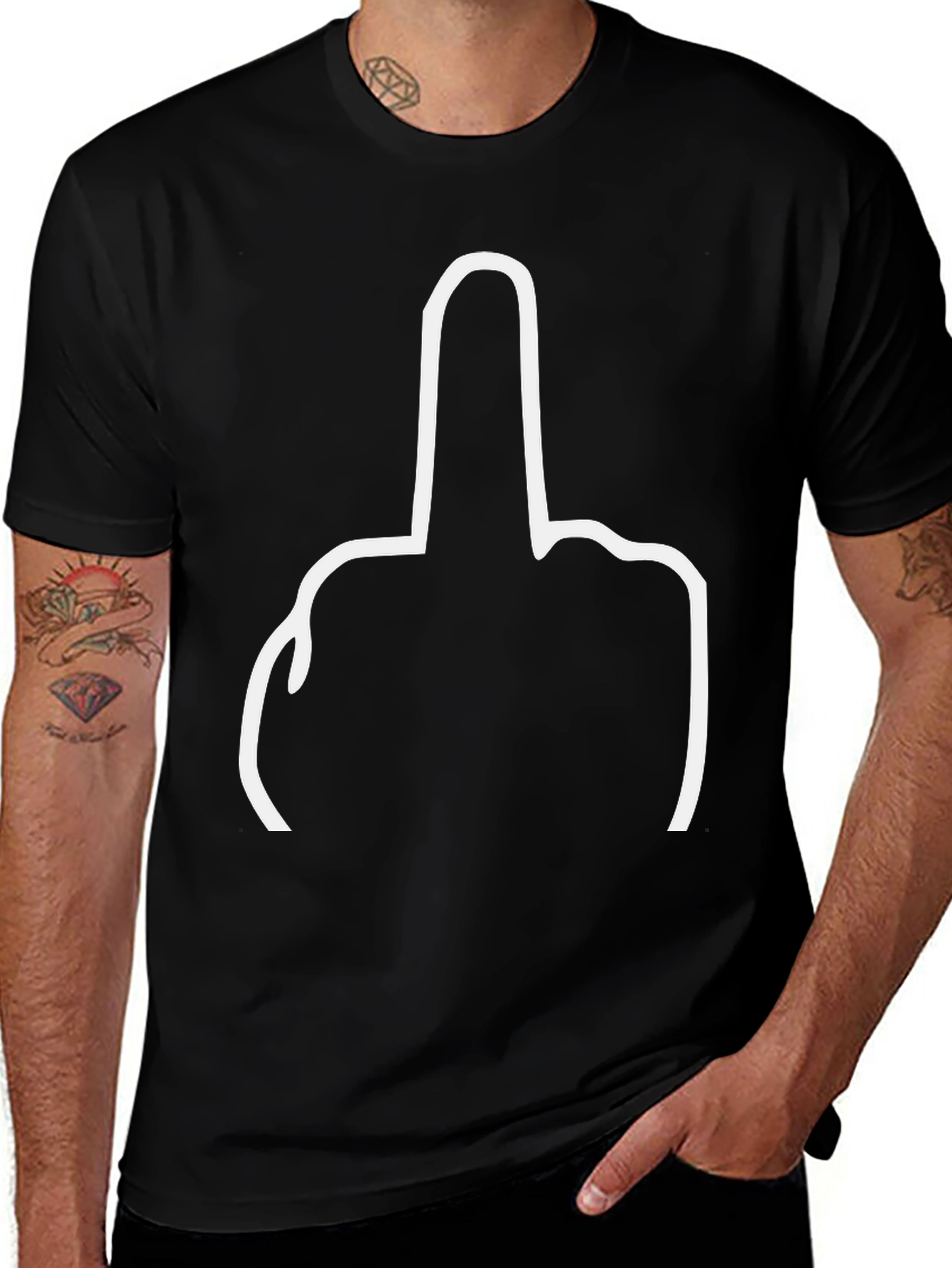 Black Middle Finger Graphic Tee - Offensive Humor