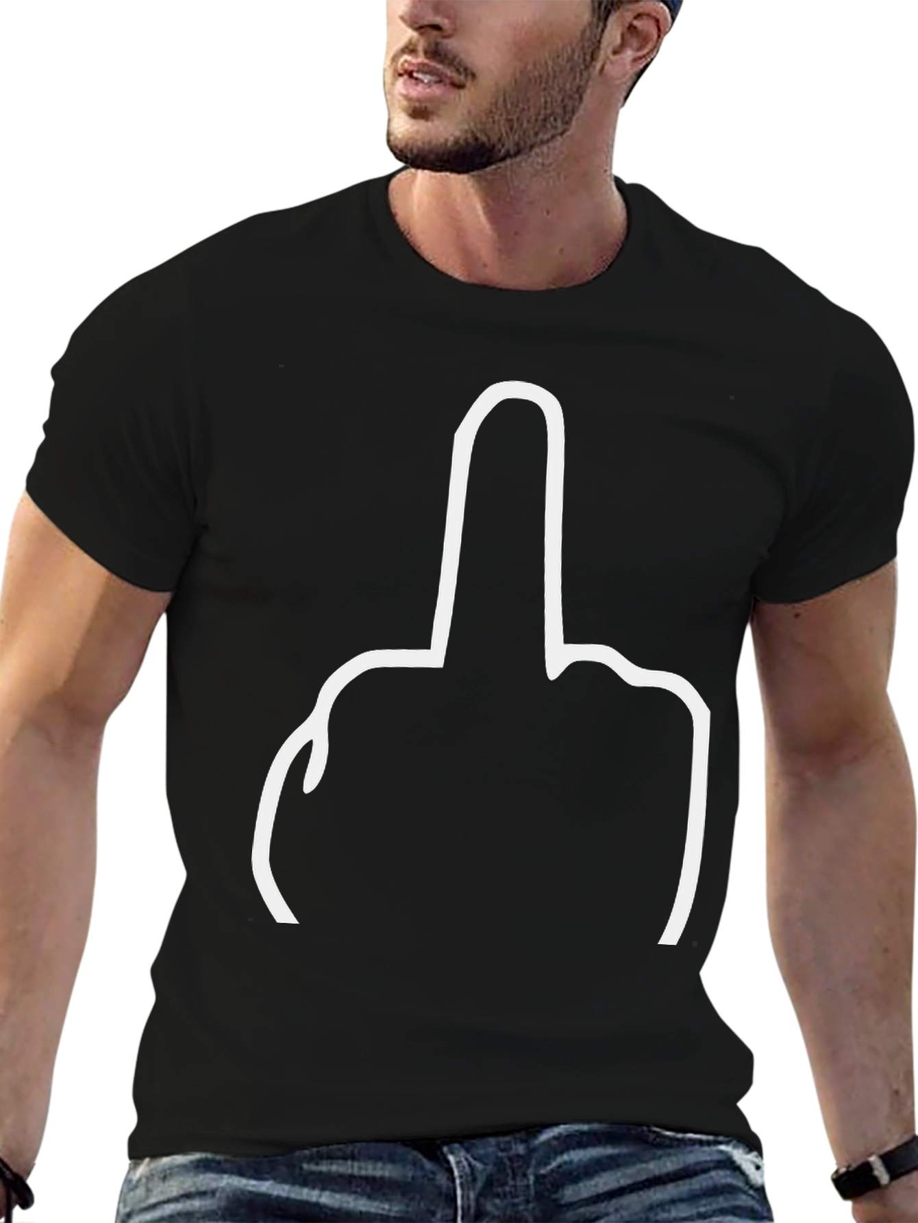 Black Middle Finger Graphic Tee - Offensive Humor