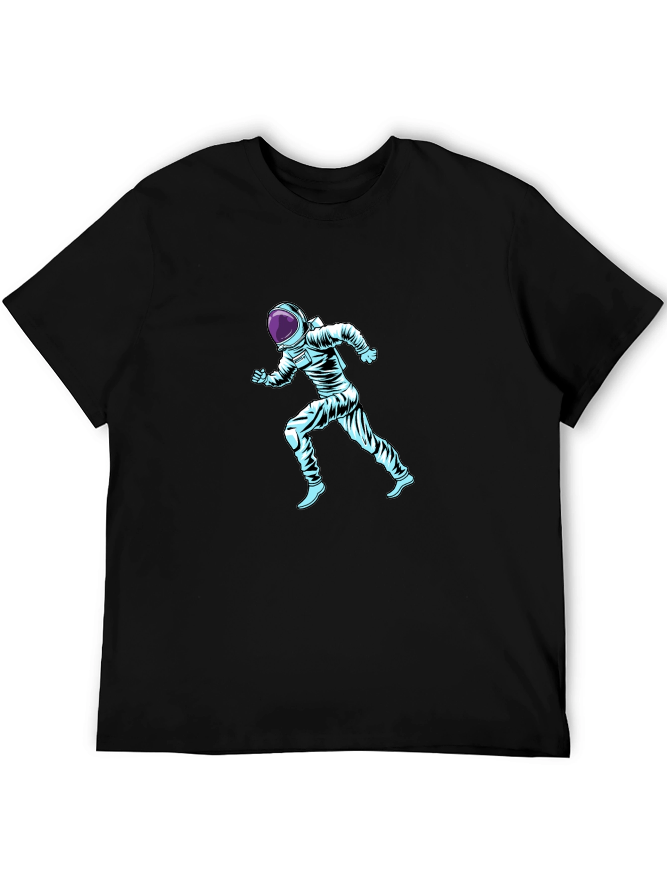 Running Astronaut Graphic Print Black T-Shirt