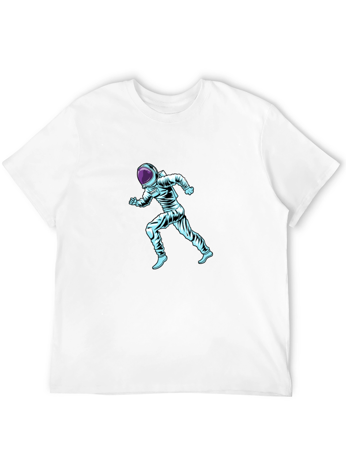 Running Astronaut Graphic Print Black T-Shirt
