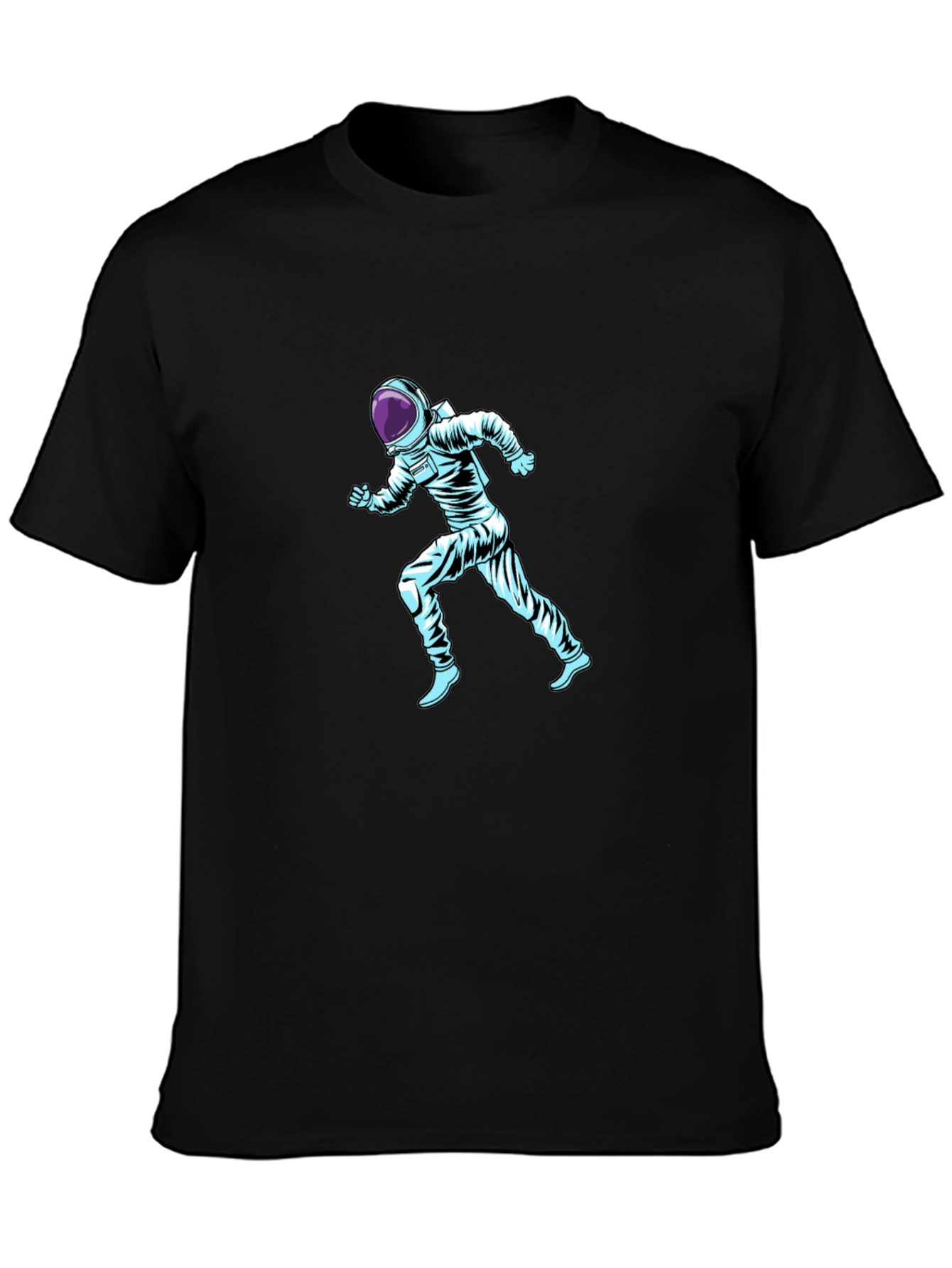 Running Astronaut Graphic Print Black T-Shirt