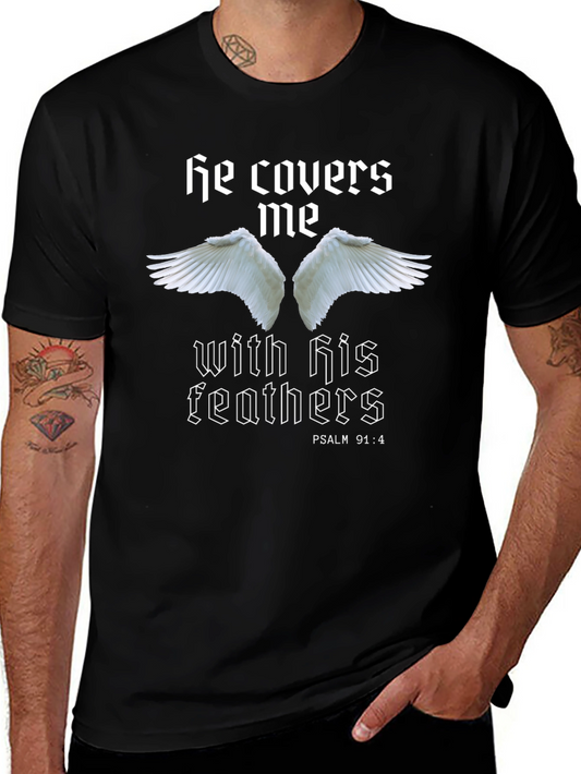 He Covers Me T-Shirt - Psalm 91:4 Religious Tee