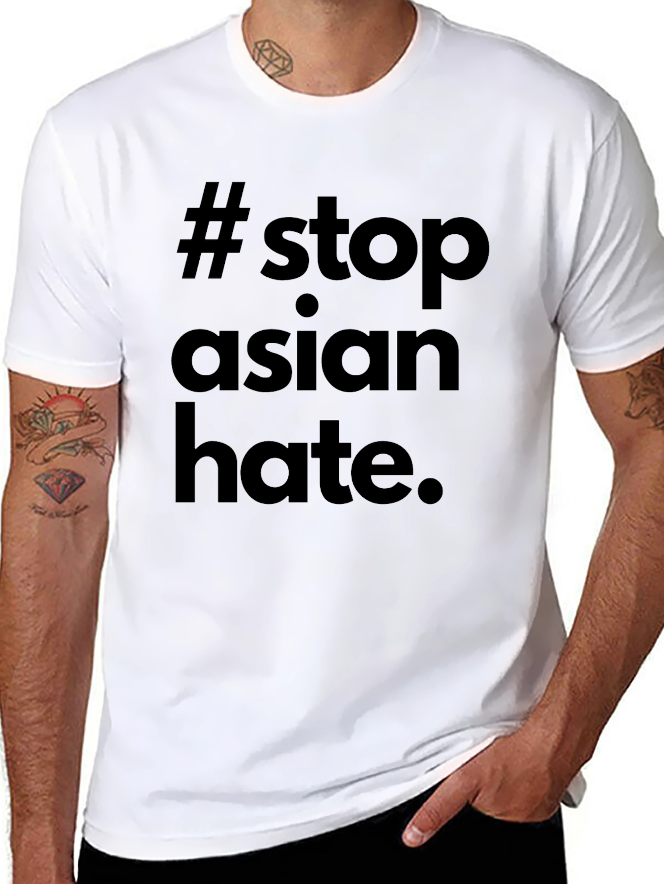 Stop Asian Hate T-Shirt - Black Crew Neck Tee