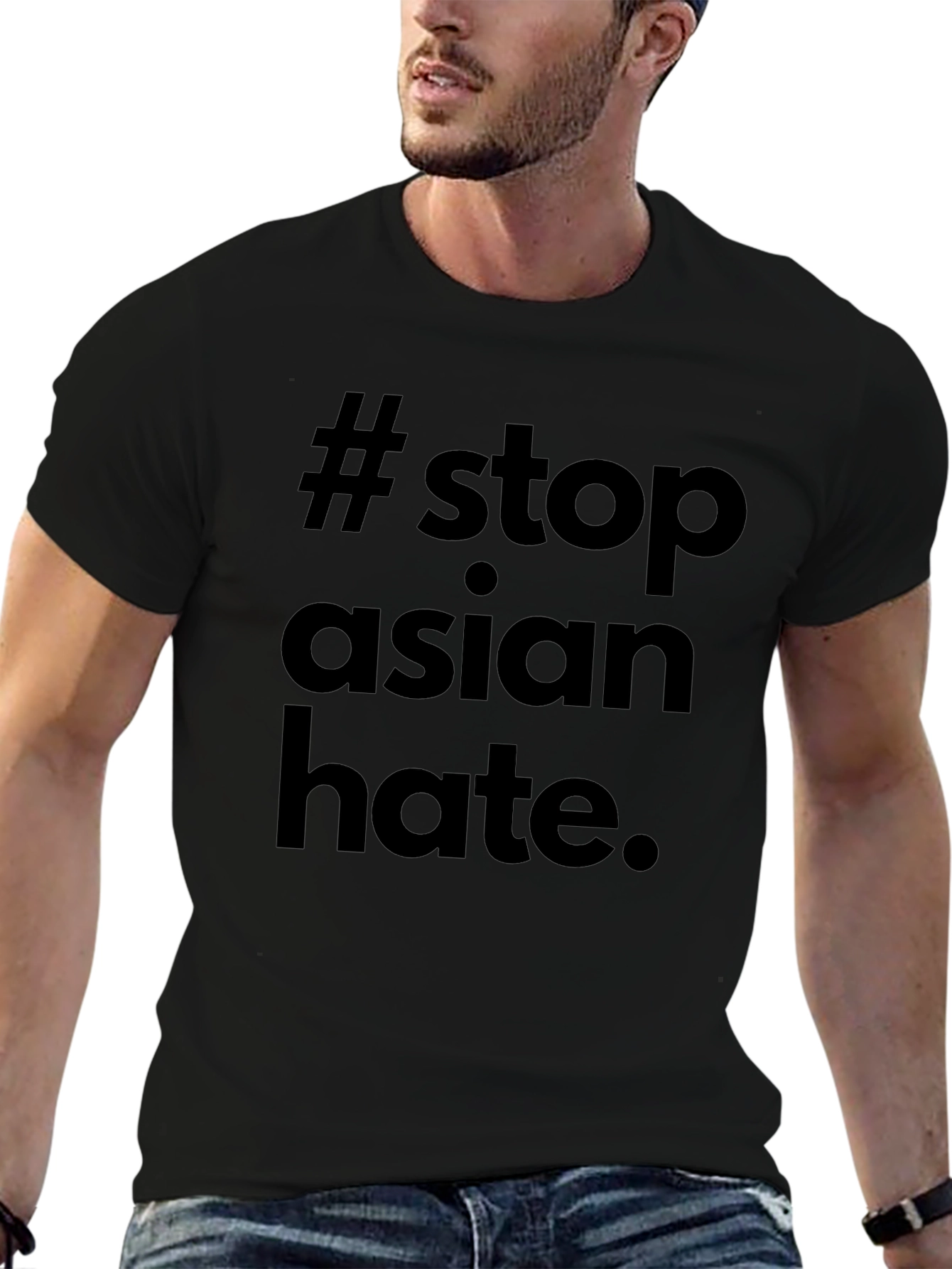 Stop Asian Hate T-Shirt - Black Crew Neck Tee
