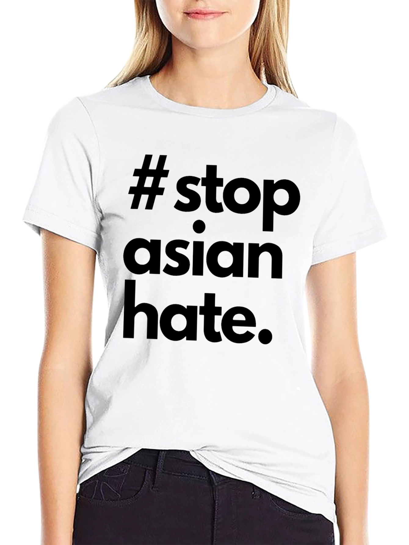 Stop Asian Hate T-Shirt - Black Crew Neck Tee