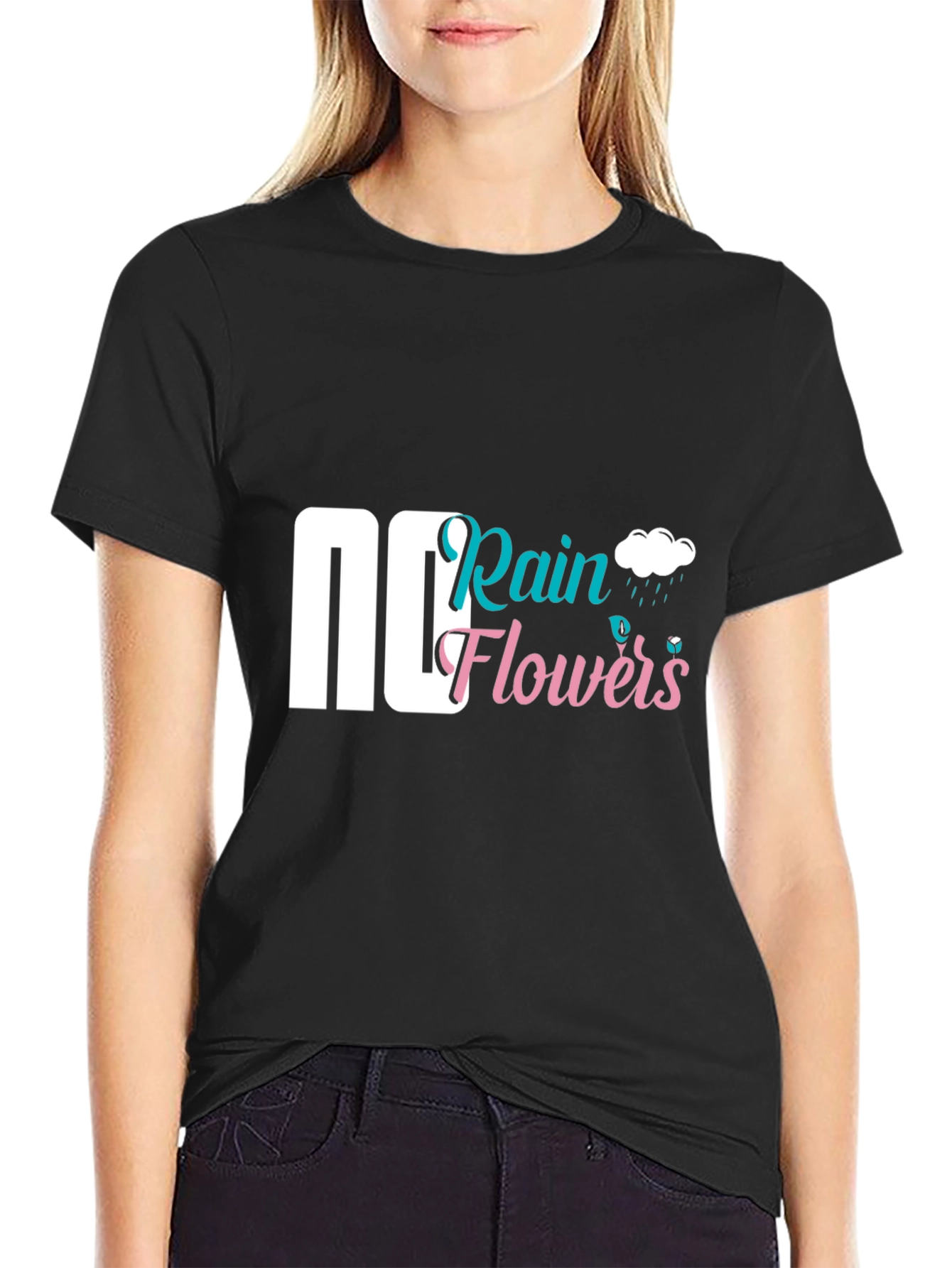 Rain Flowers Graphic Tee - Black