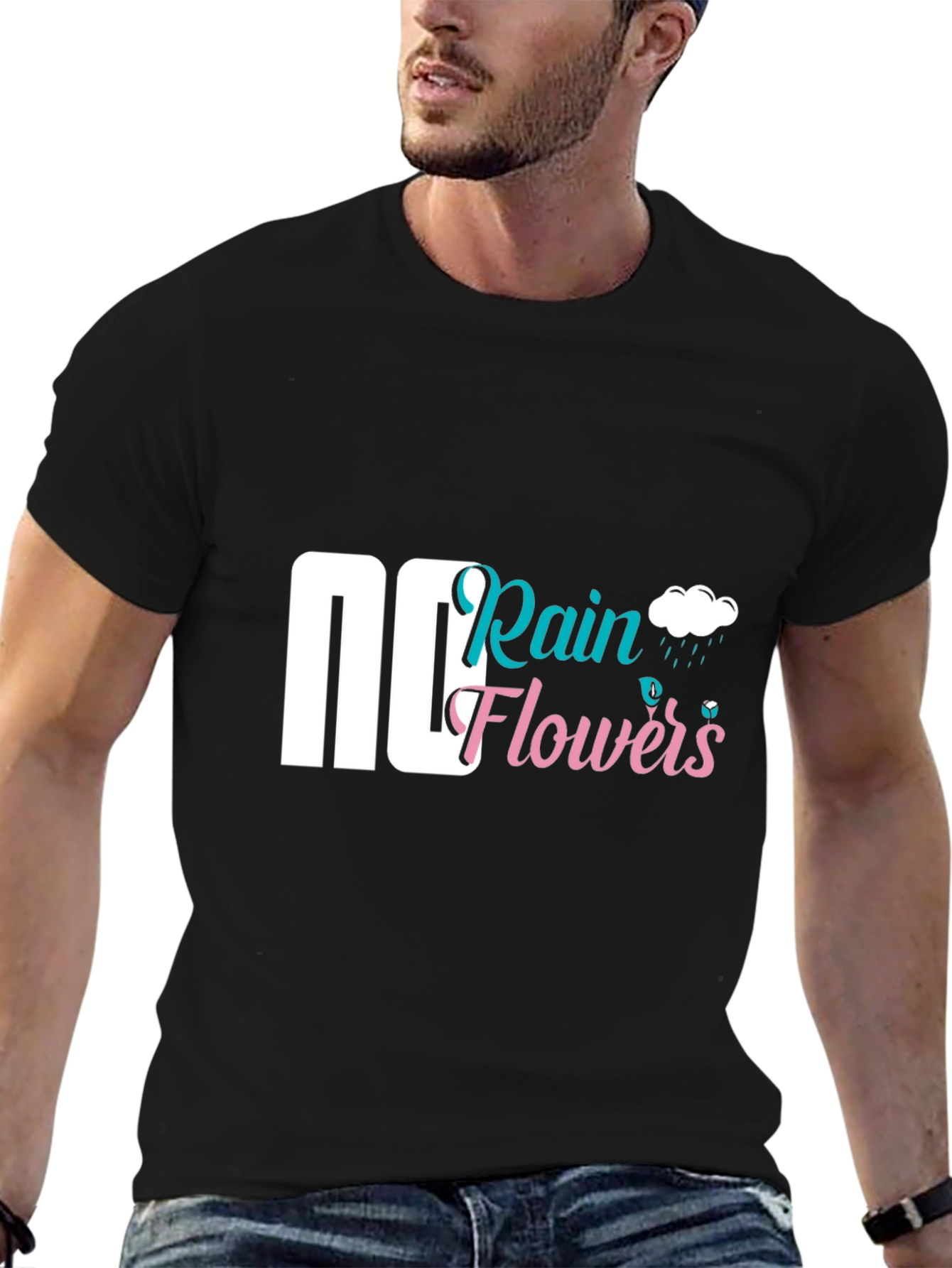 Rain Flowers Graphic Tee - Black