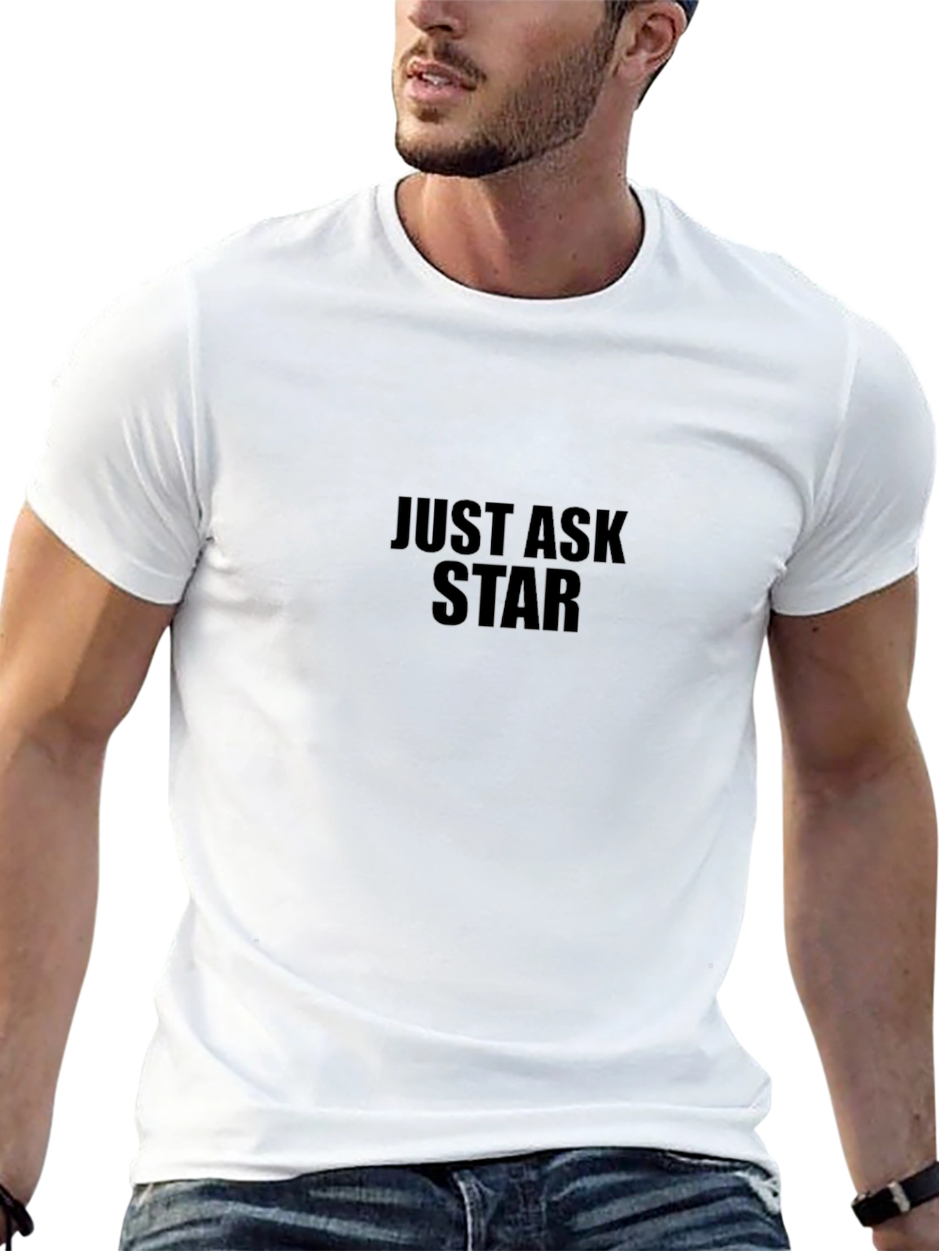 Just Ask Star Graphic T-Shirt - Black