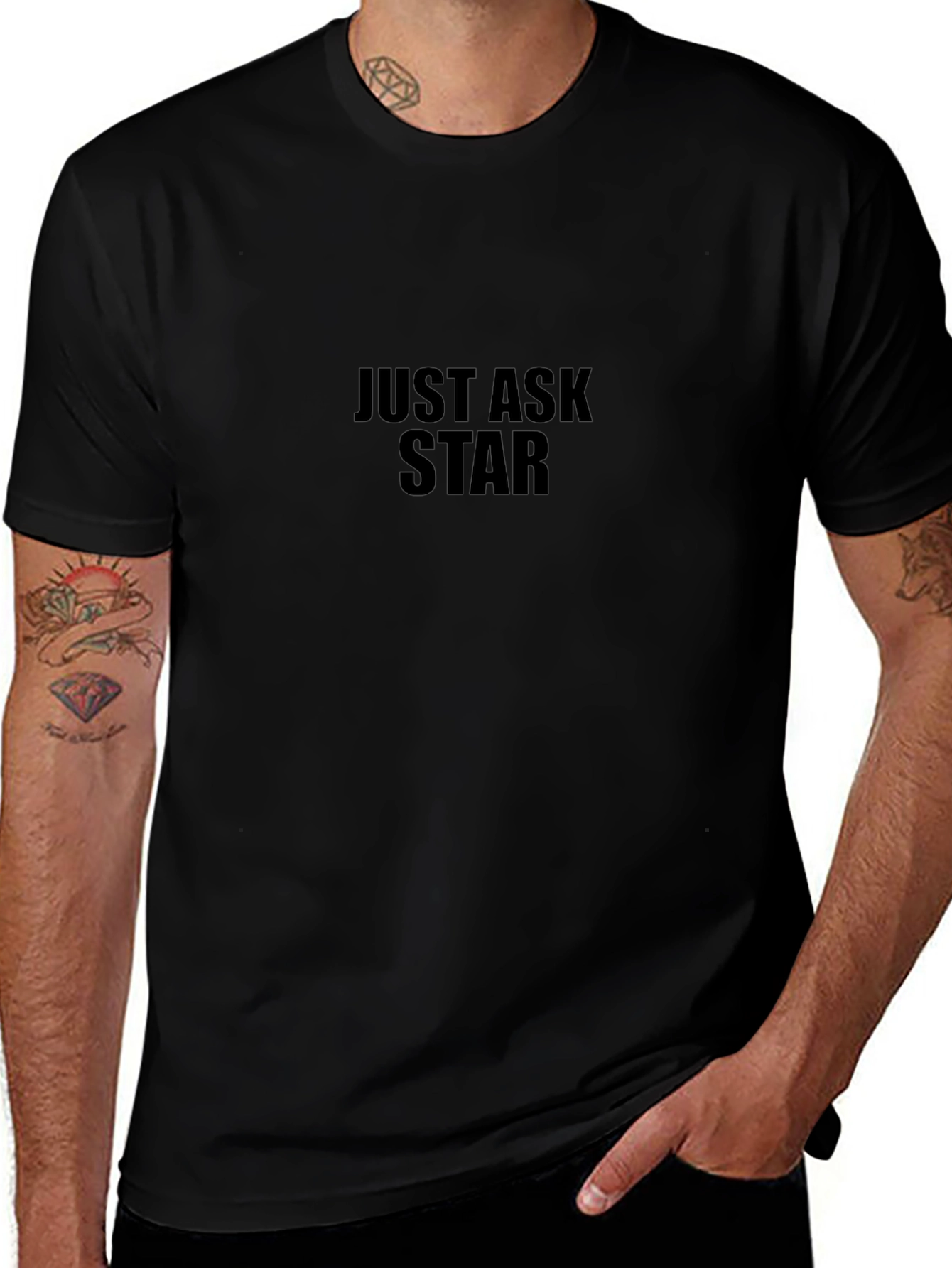 Just Ask Star Graphic T-Shirt - Black