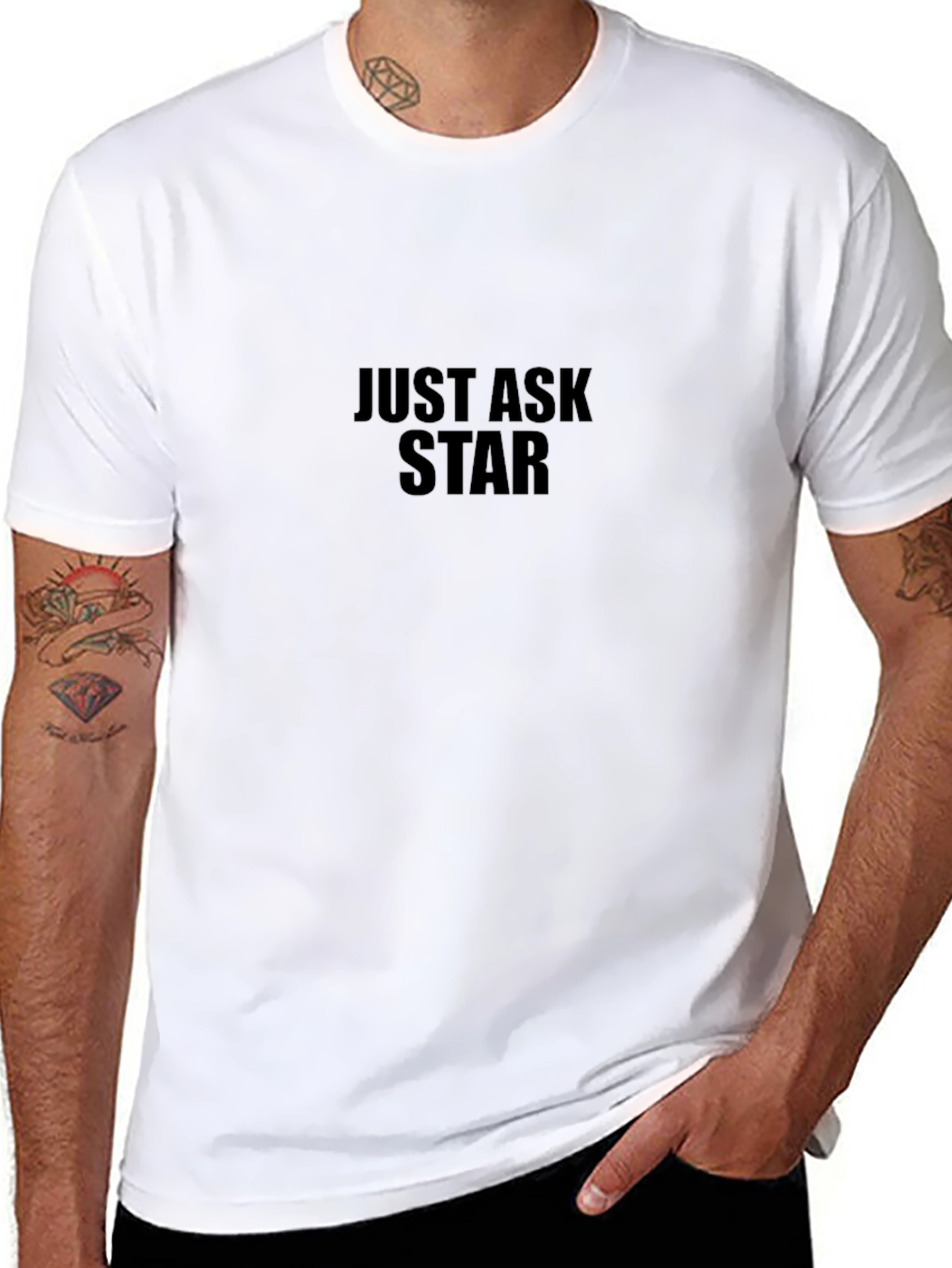 Just Ask Star Graphic T-Shirt - Black