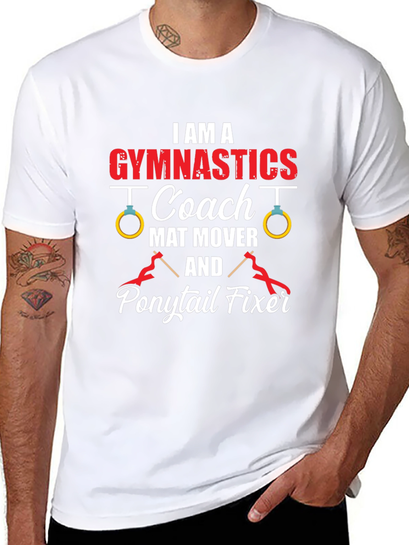 Gymnastics Coach T-Shirt - Mat Mover Ponytail Fixer Tee
