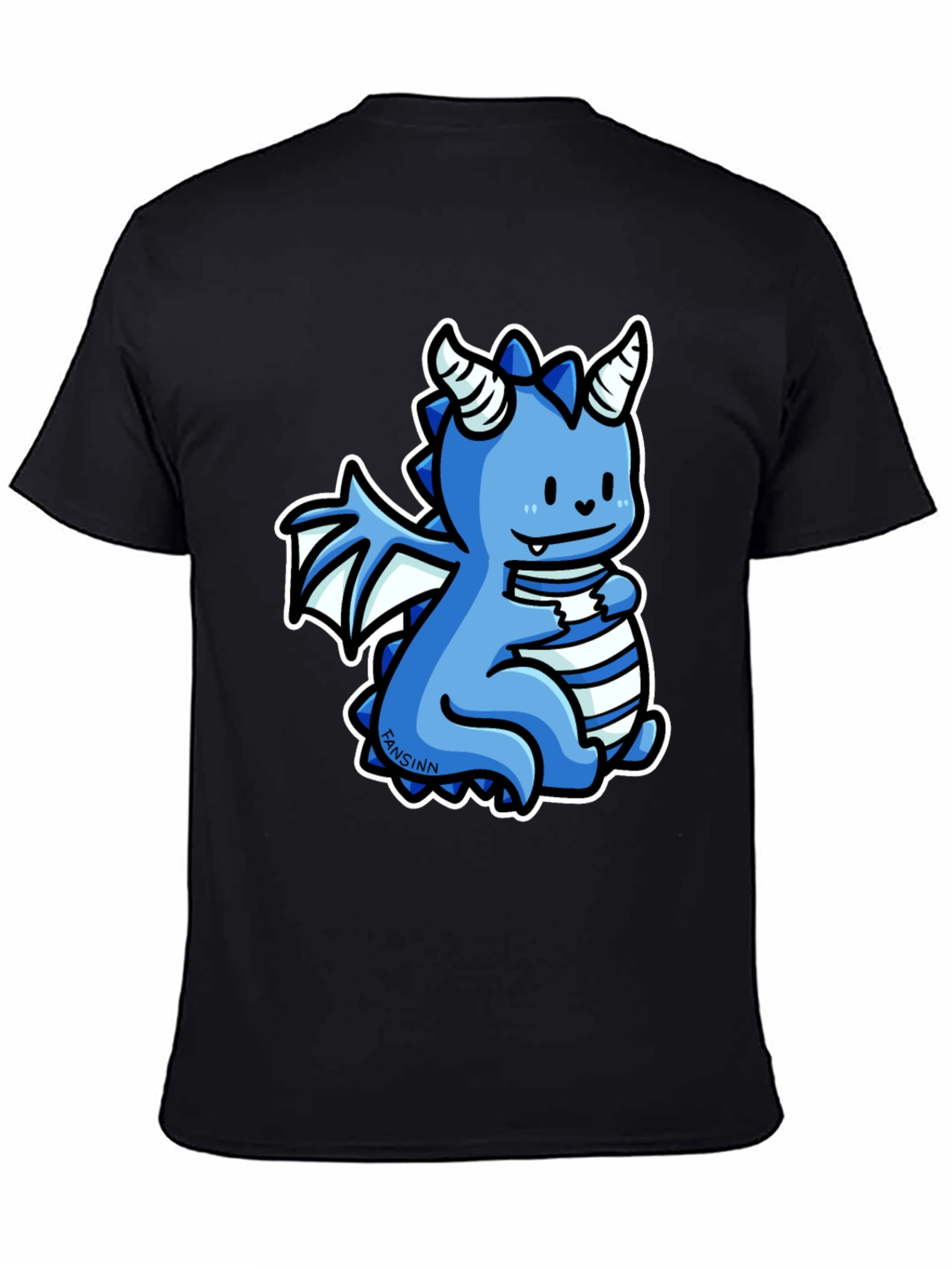 Cute Blue Cartoon Dragon Graphic T-Shirt