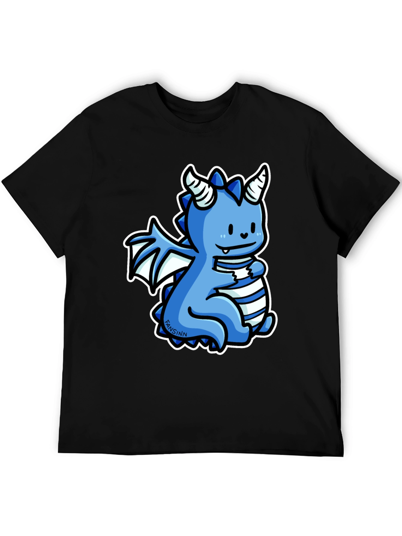 Cute Blue Cartoon Dragon Graphic T-Shirt