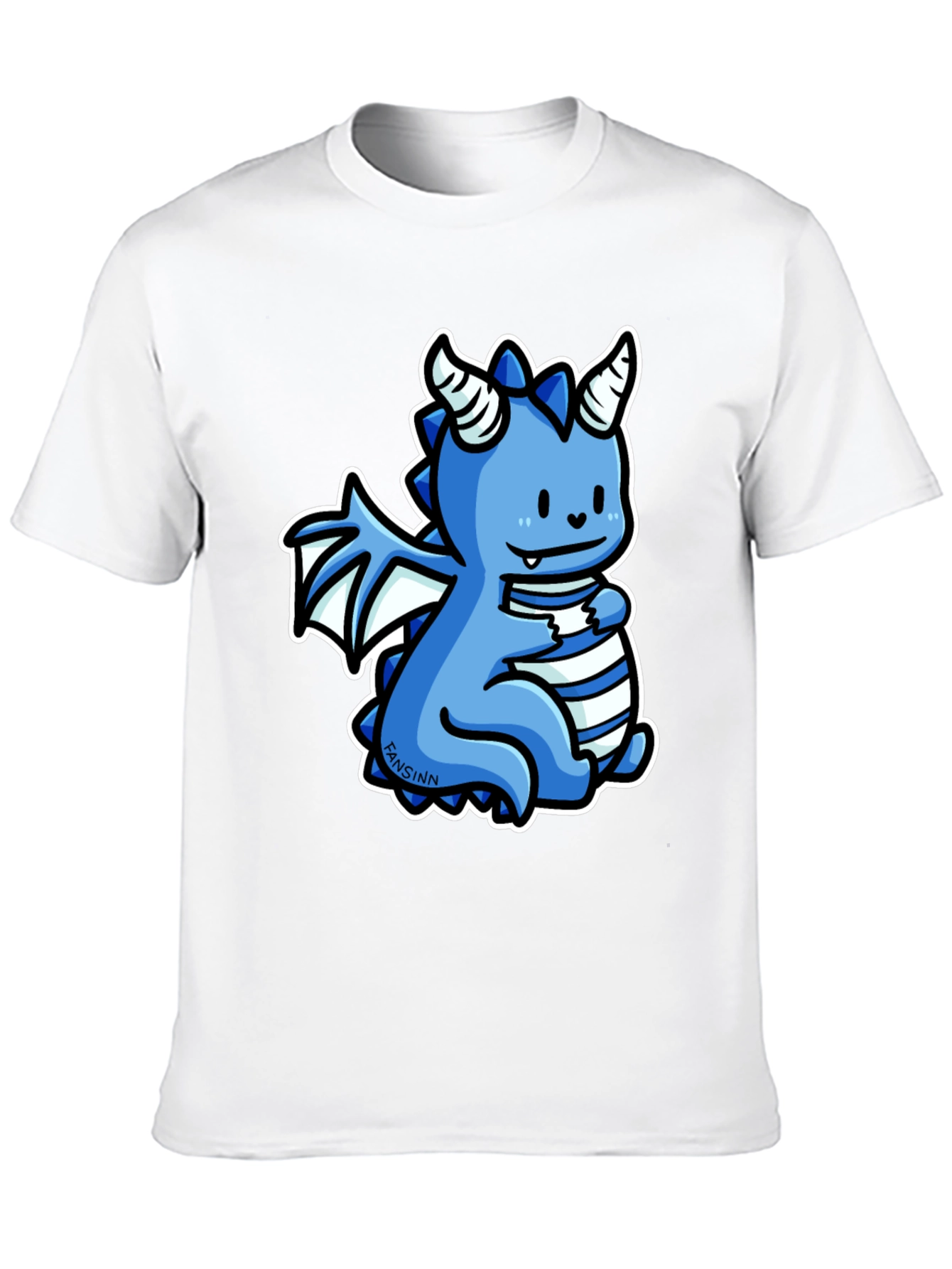 Cute Blue Cartoon Dragon Graphic T-Shirt