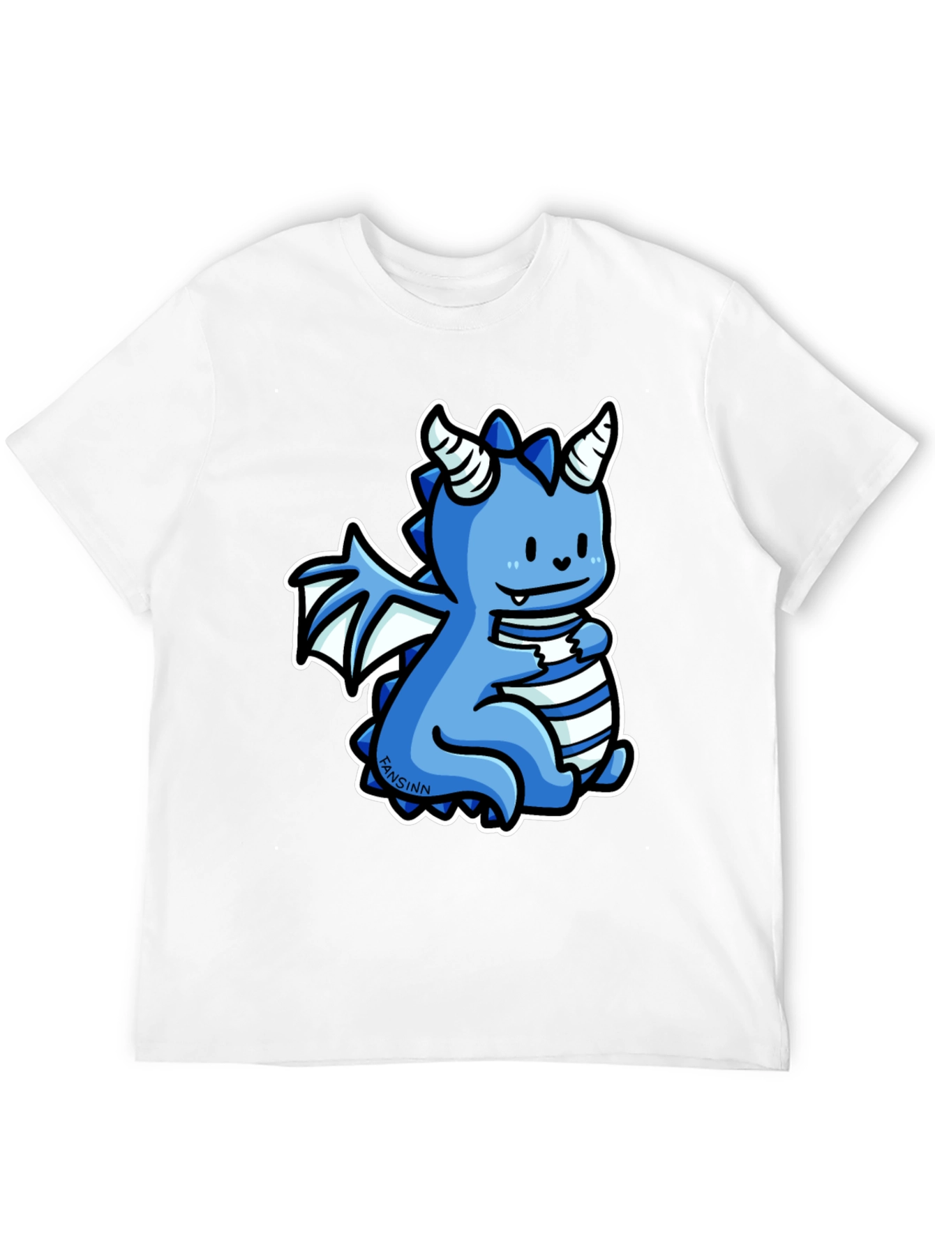 Cute Blue Cartoon Dragon Graphic T-Shirt